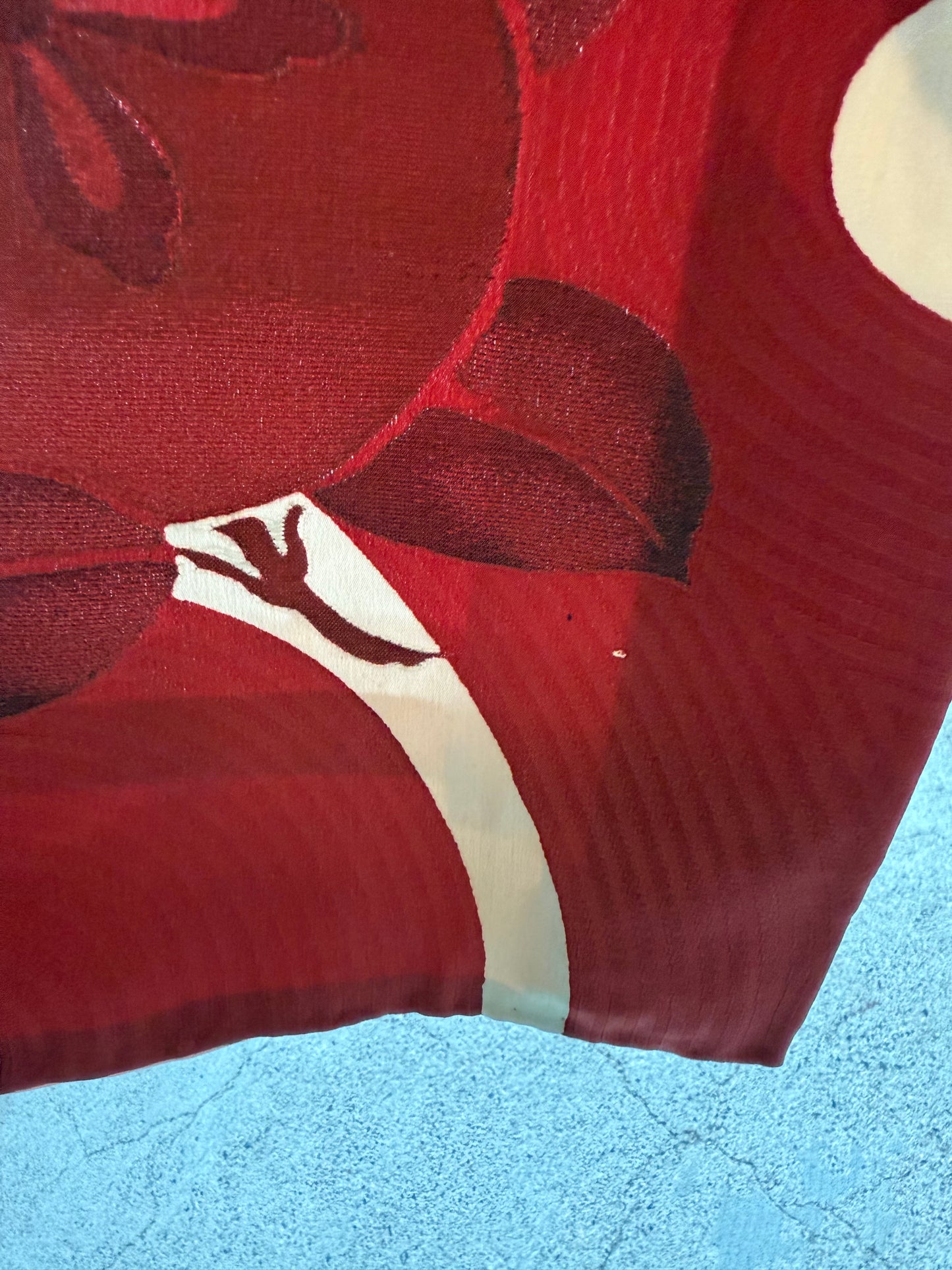 Kimono dress gown and string belt upcycled from Japanese kimono "karakusa, antique" Big Ribbon *damage