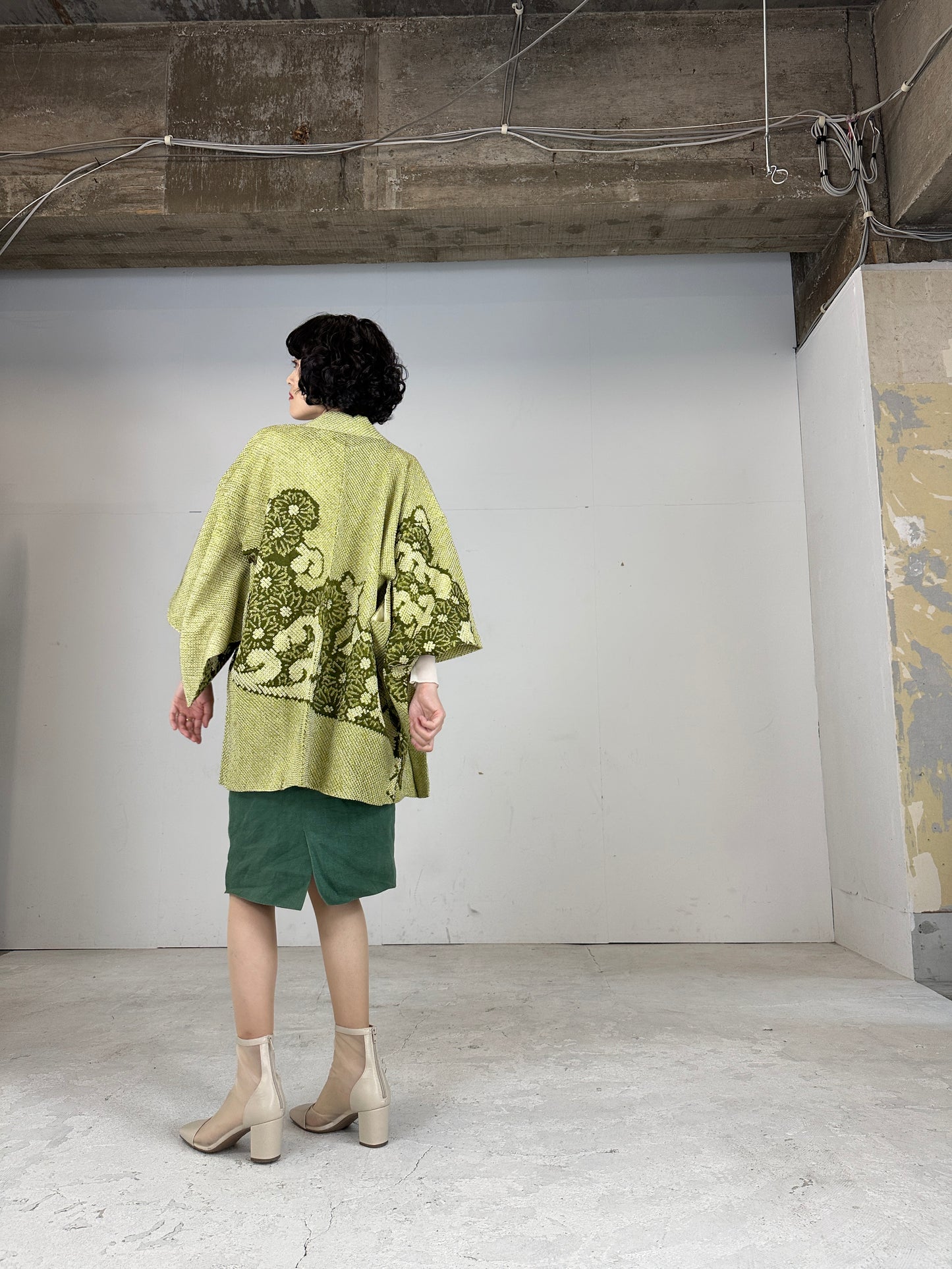 VINTAGE SHIBORI HAORI midori