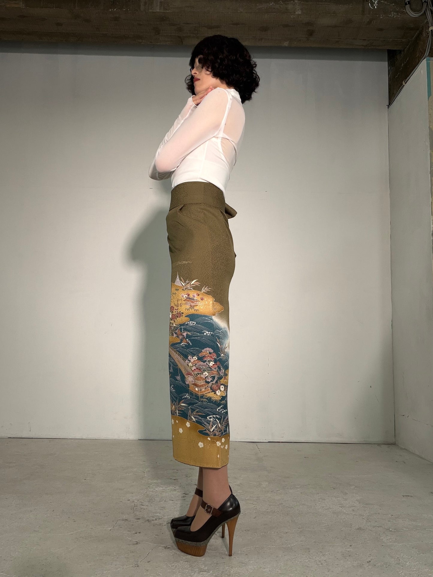 IROTOME SKIRT UPCYCLED FROM JAPANESE KIMONO "IRO138"