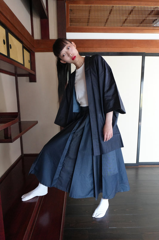 Made to Order — Style "Hakama Skirt" — Upcycled from Vintage Tsumugi Kimono