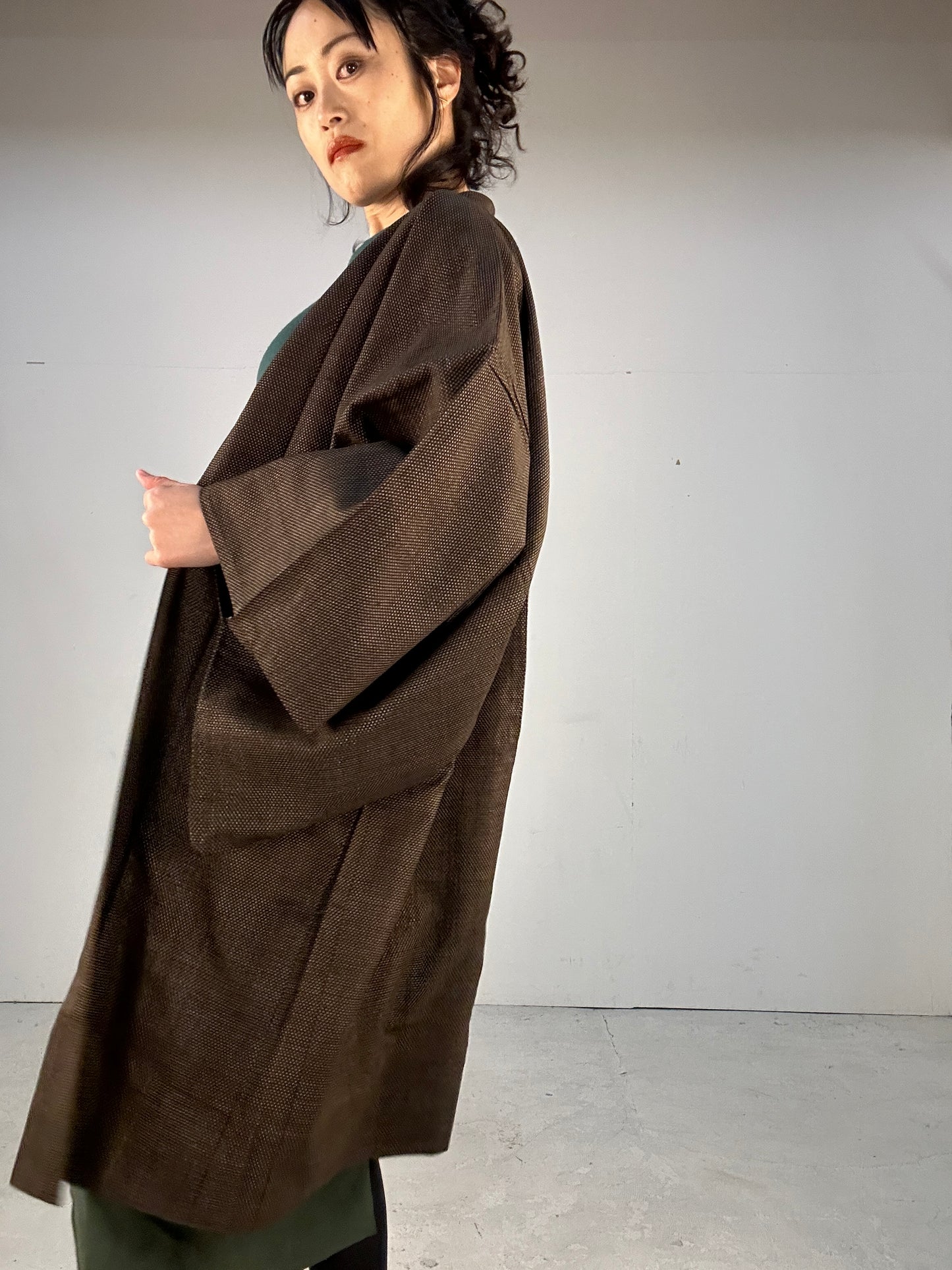 KAWAII HAORI oversized  "Oshima tsumugi yokogasuri"