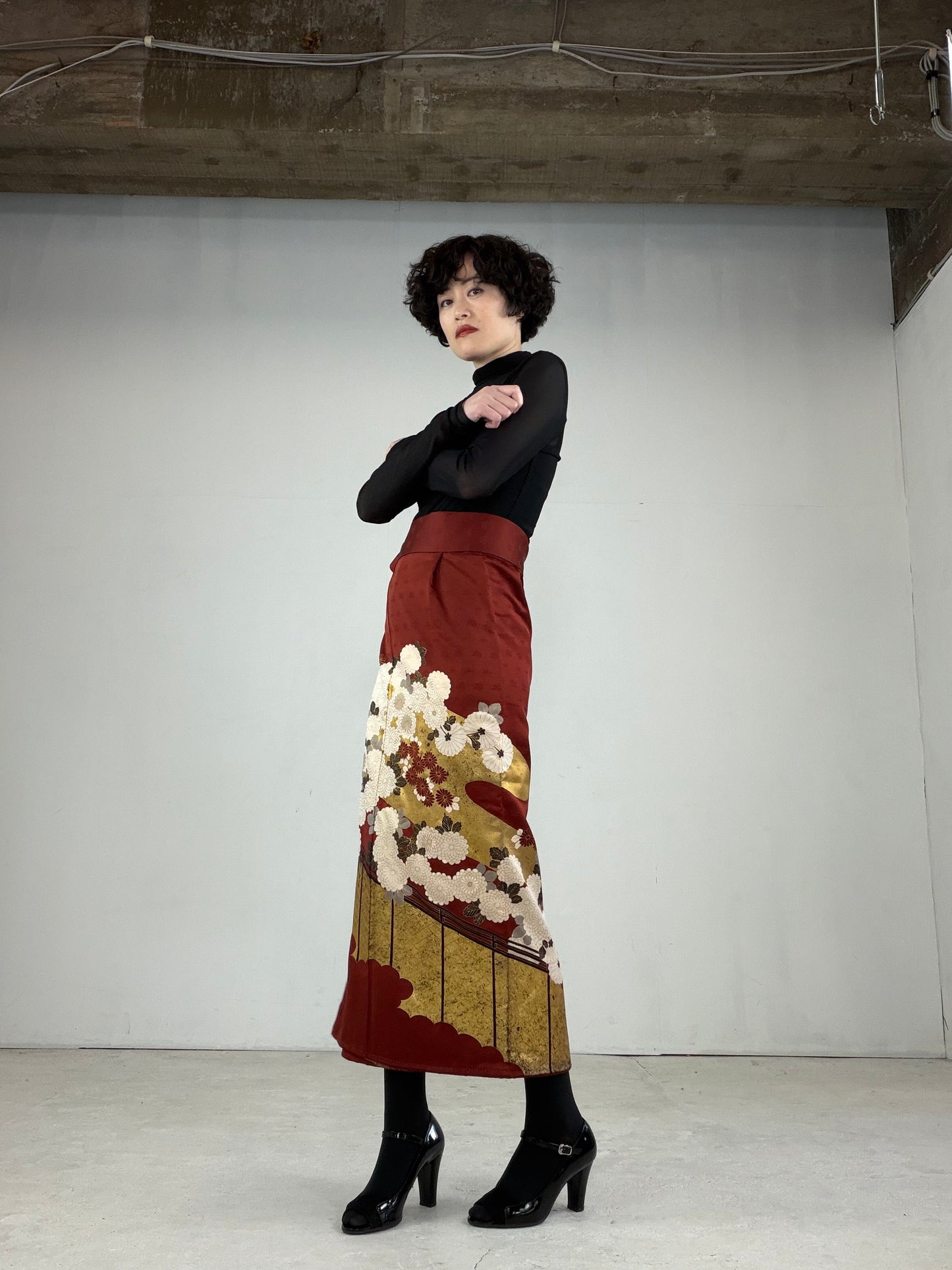 IROTOME SKIRT UPCYCLED FROM JAPANESE KIMONO "IRO118"