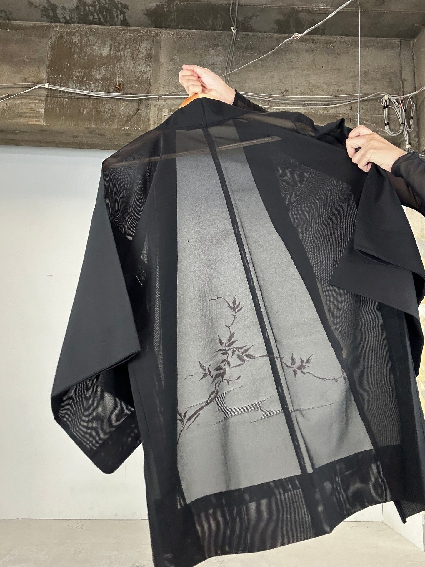 VINTAGE BLACK HAORI SHEER “aka 005 jyumoku"