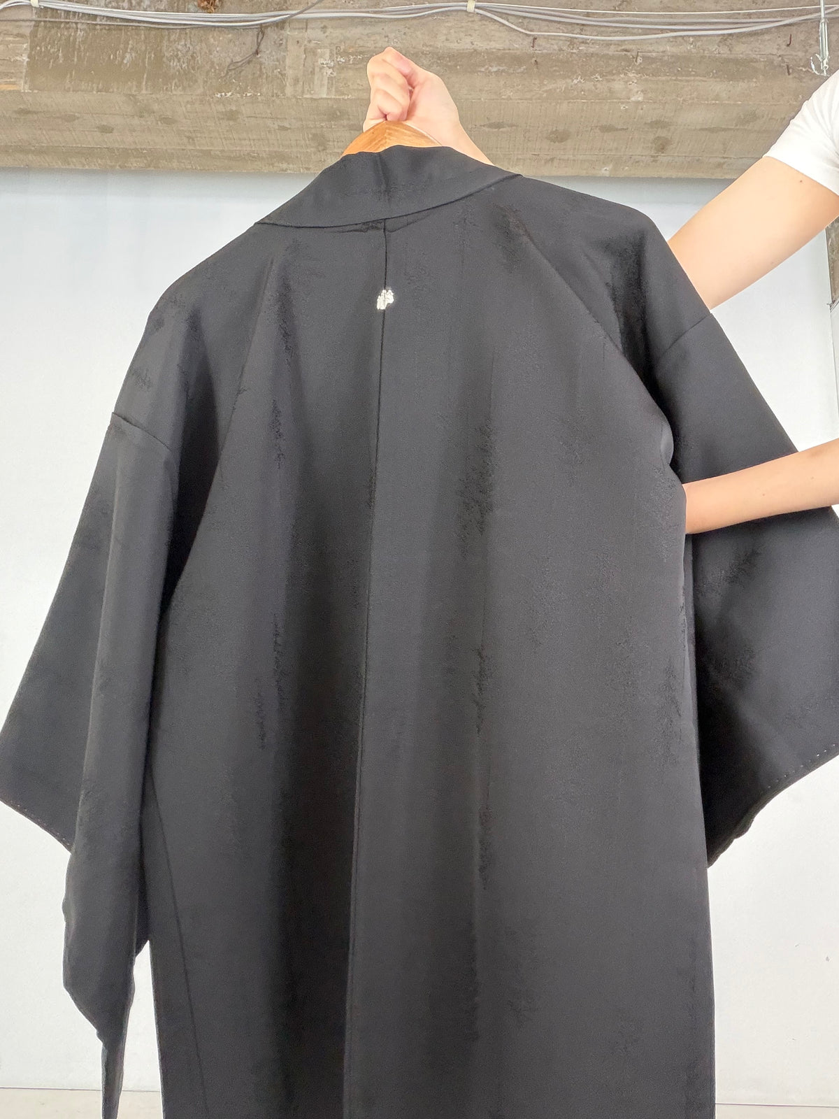 VINTAGE BLACK HAORI  " Wood Motif - BLK211"