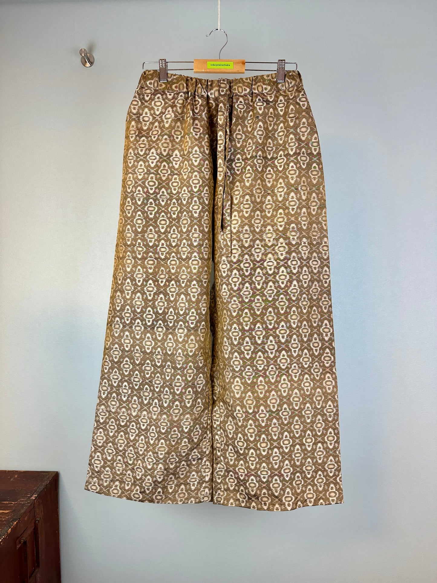 07gold Tsumugi HAORI and KIMONO elastic waist pants upcycled from Japanese kimono(Unisex)