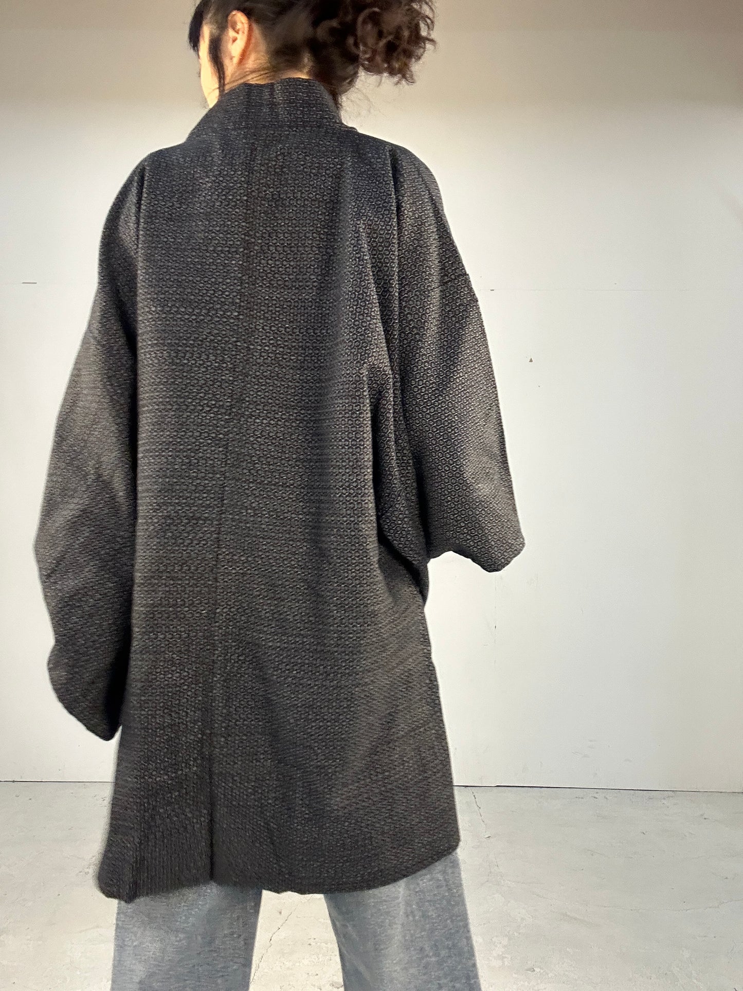 KAWAII HAORI oversized  "kasuri kuro"