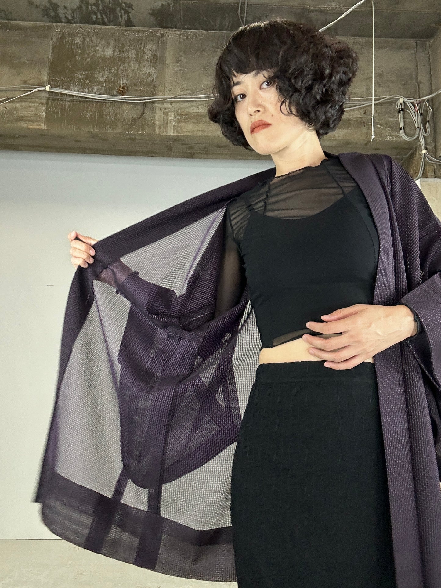 VINTAGE KAWAII HAORI SHEER “murasaki"