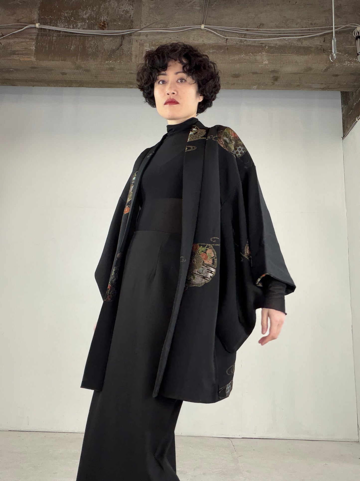 VINTAGE BLACK HAORI  "BLK151"
