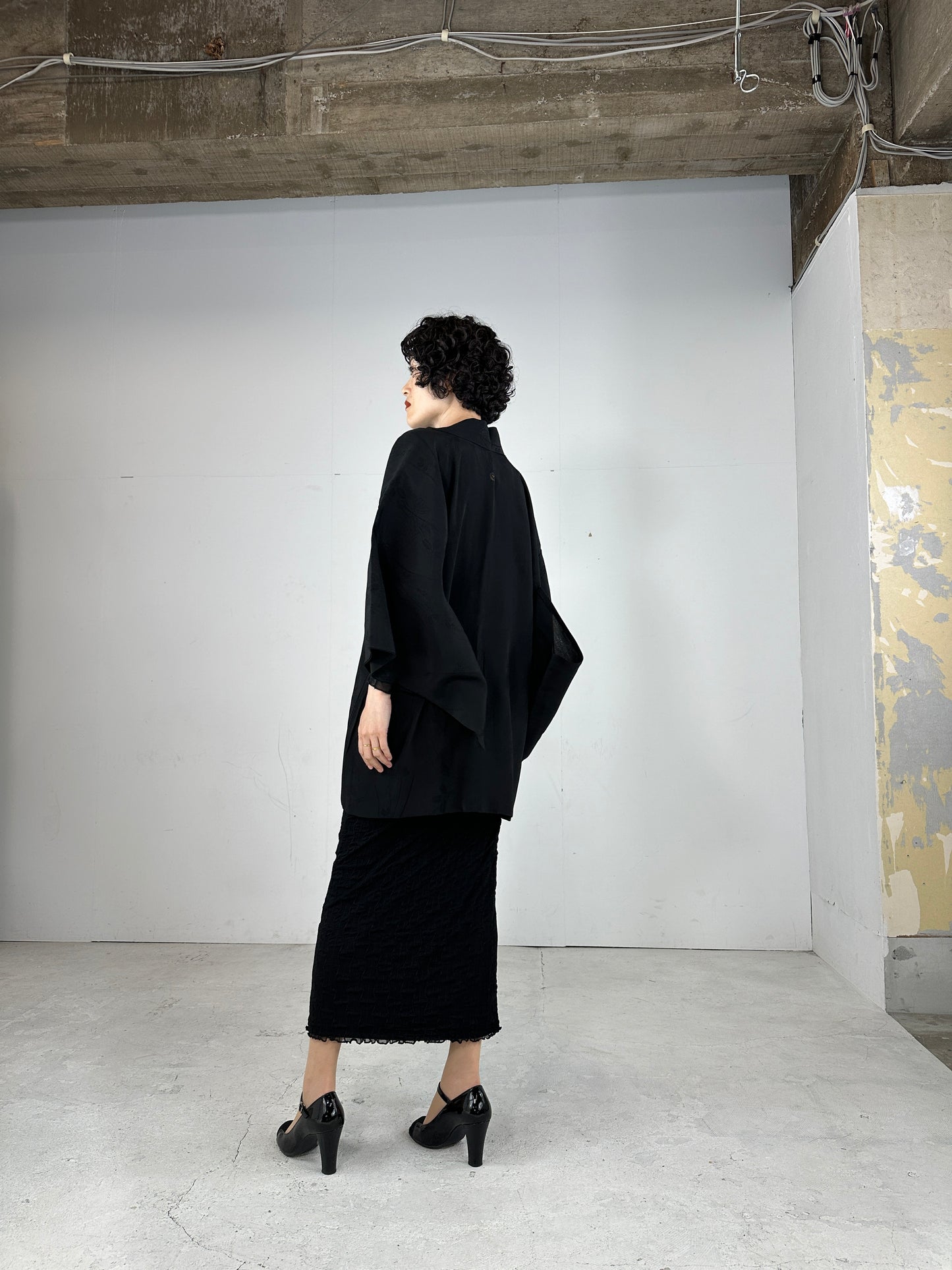 BLACK HAORI SHEER "hagi"