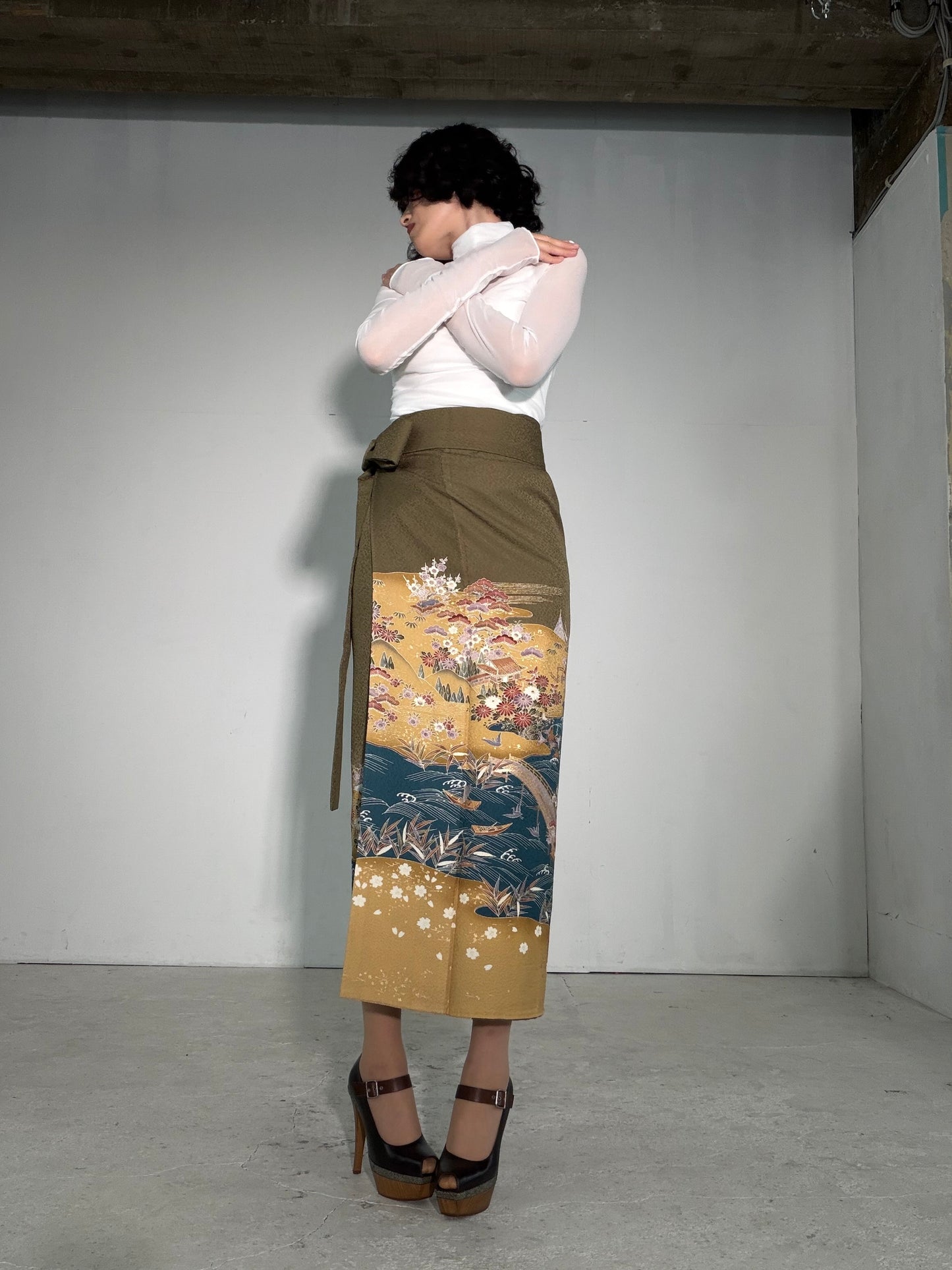 IROTOME SKIRT UPCYCLED FROM JAPANESE KIMONO "IRO138"