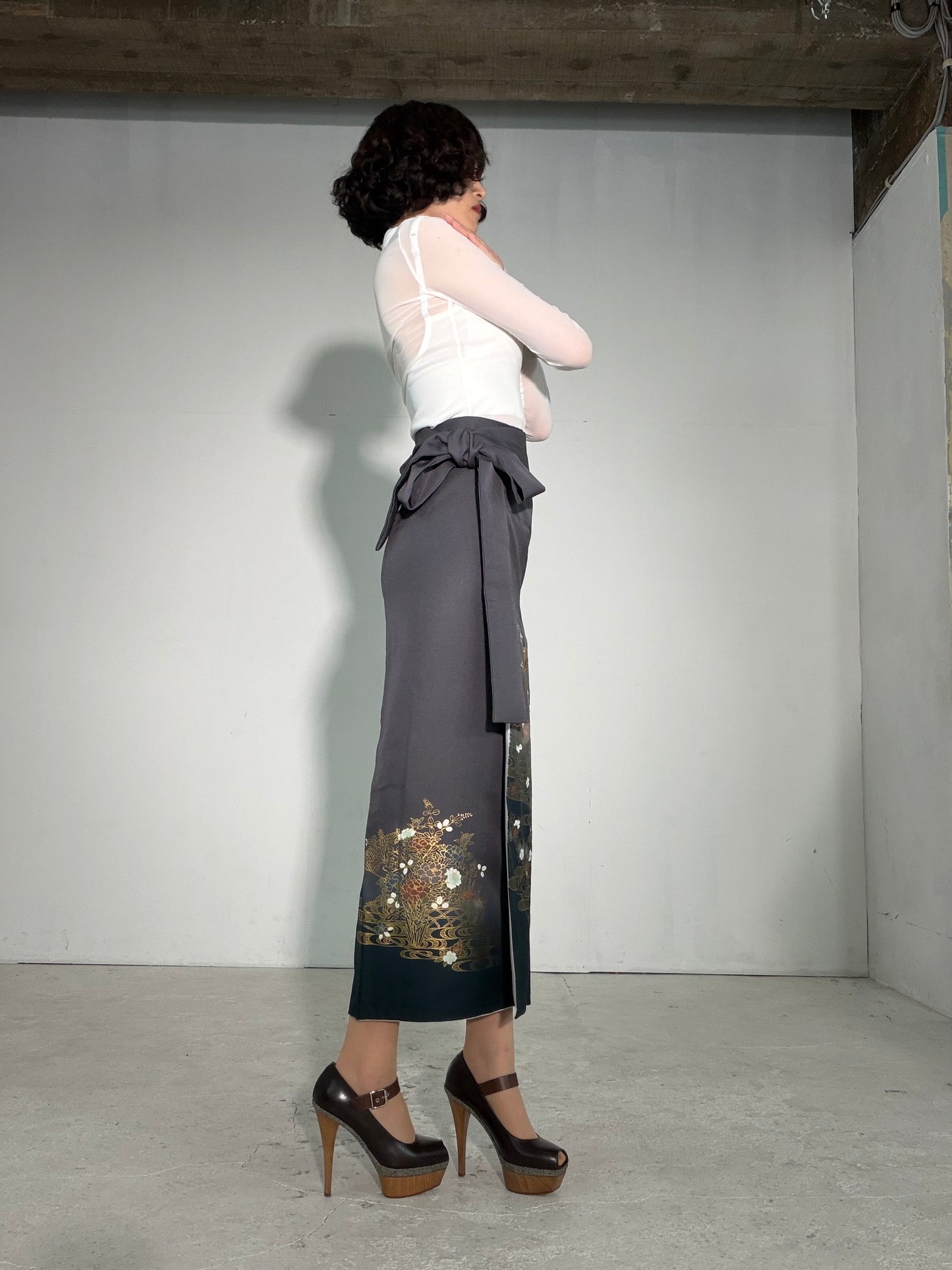 IROTOME SKIRT UPCYCLED FROM JAPANESE KIMONO "IRO137"