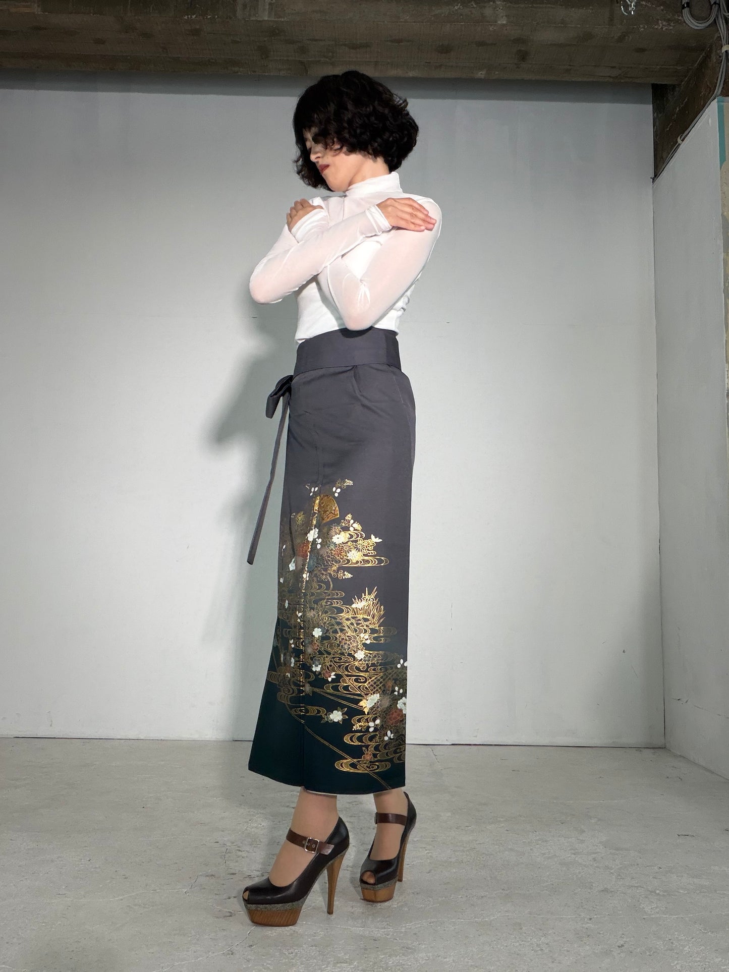 IROTOME SKIRT UPCYCLED FROM JAPANESE KIMONO "IRO137"