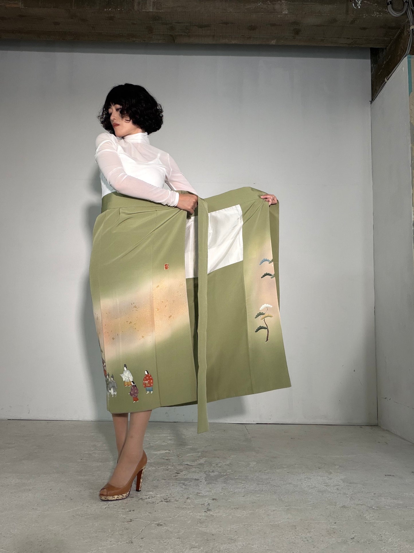 IROTOME SKIRT UPCYCLED FROM JAPANESE KIMONO "IRO140"