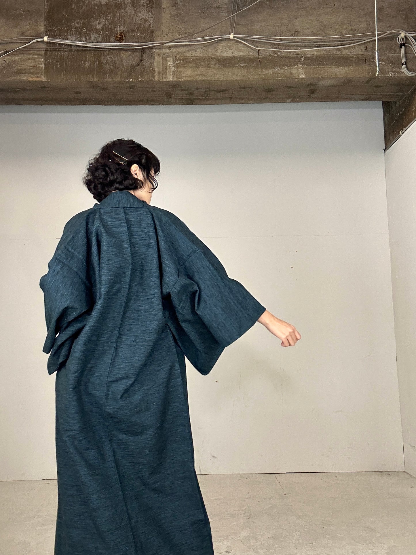 VINTAGE TSUMUGI KIMONO "blue"