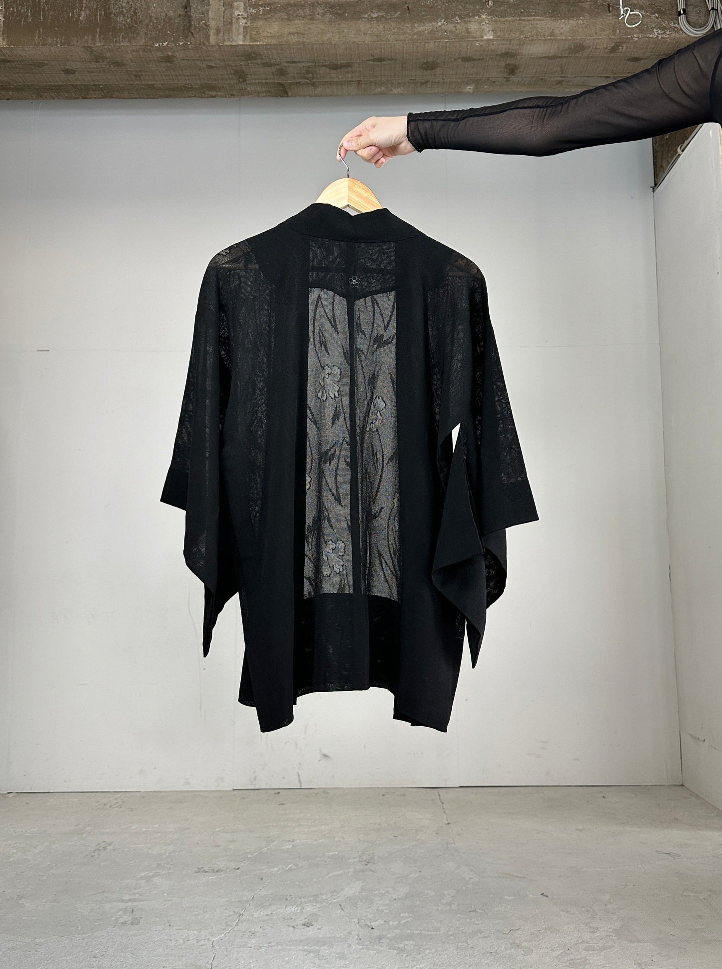 VINTAGE BLACK HAORI SHEER “youbana”