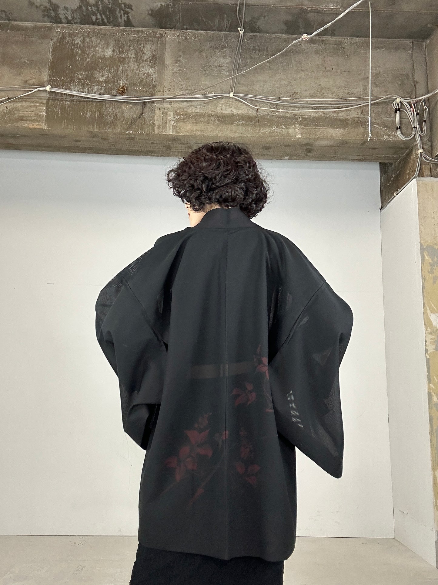 VINTAGE BLACK HAORI SHEER “aka 002 konoha"