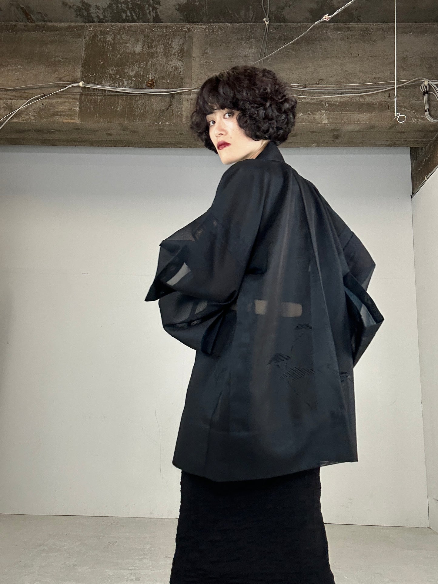 VINTAGE BLACK  HAORI SHEER “ao edamatsu"