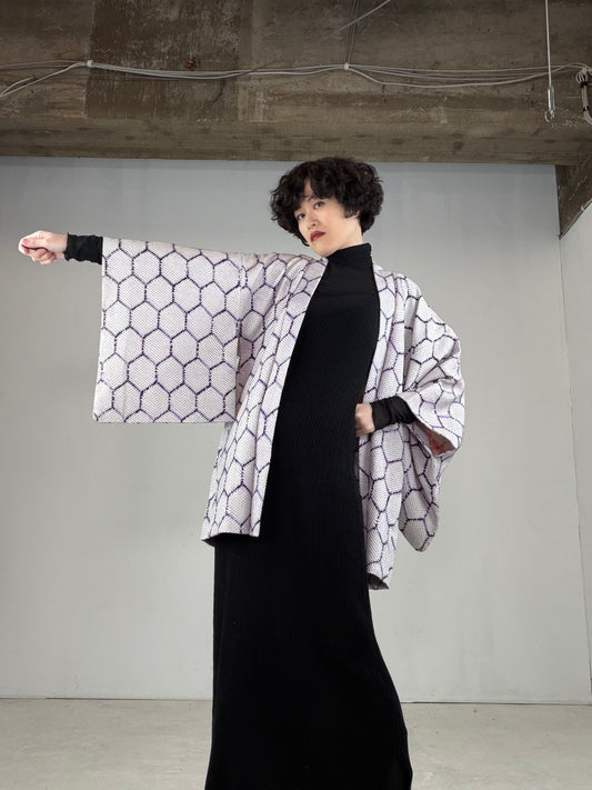 VINTAGE SHIBORI HAORI "kikko, SIB113" *damage