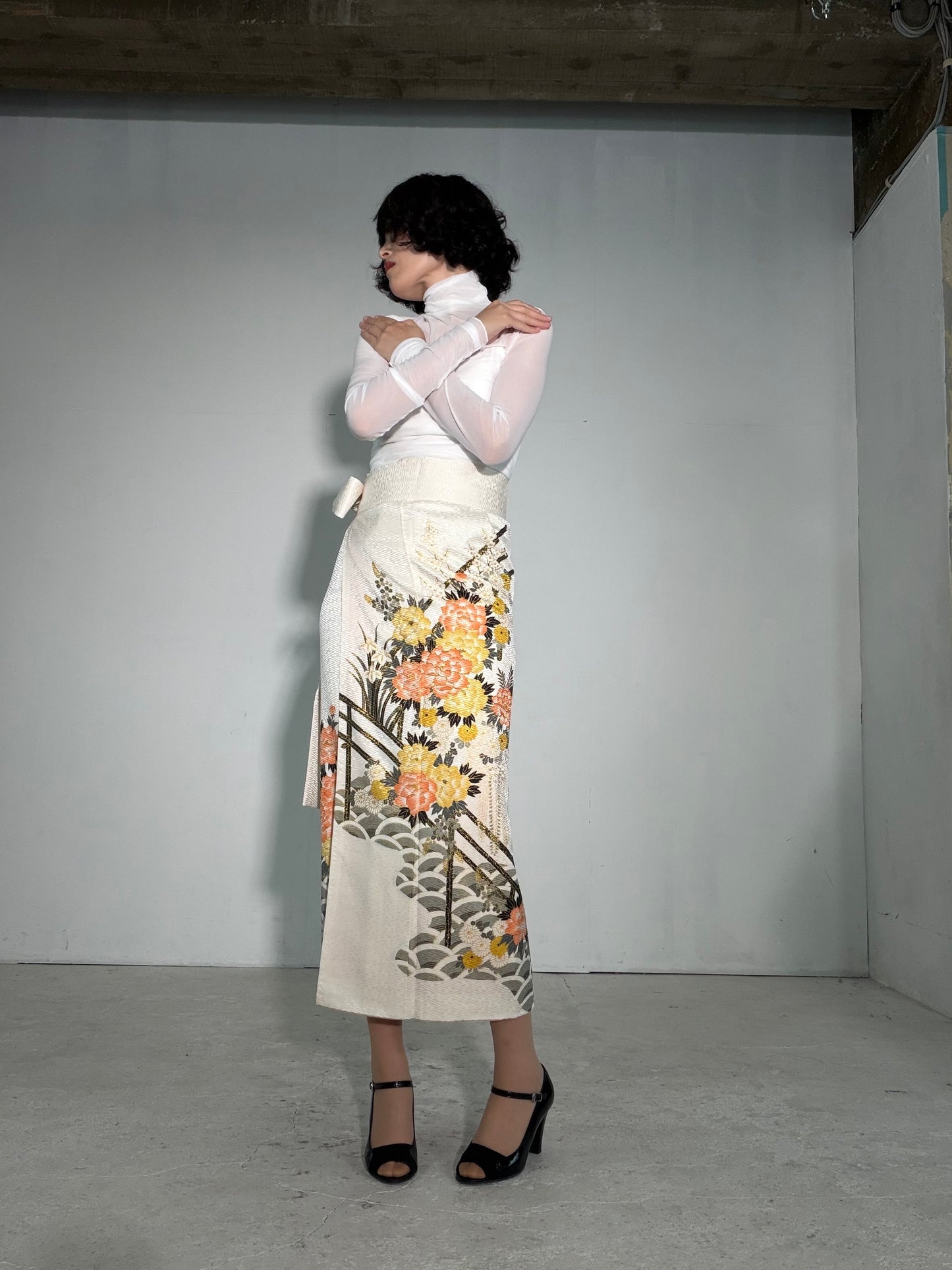 IROTOME SKIRT UPCYCLED FROM JAPANESE KIMONO "IRO136"