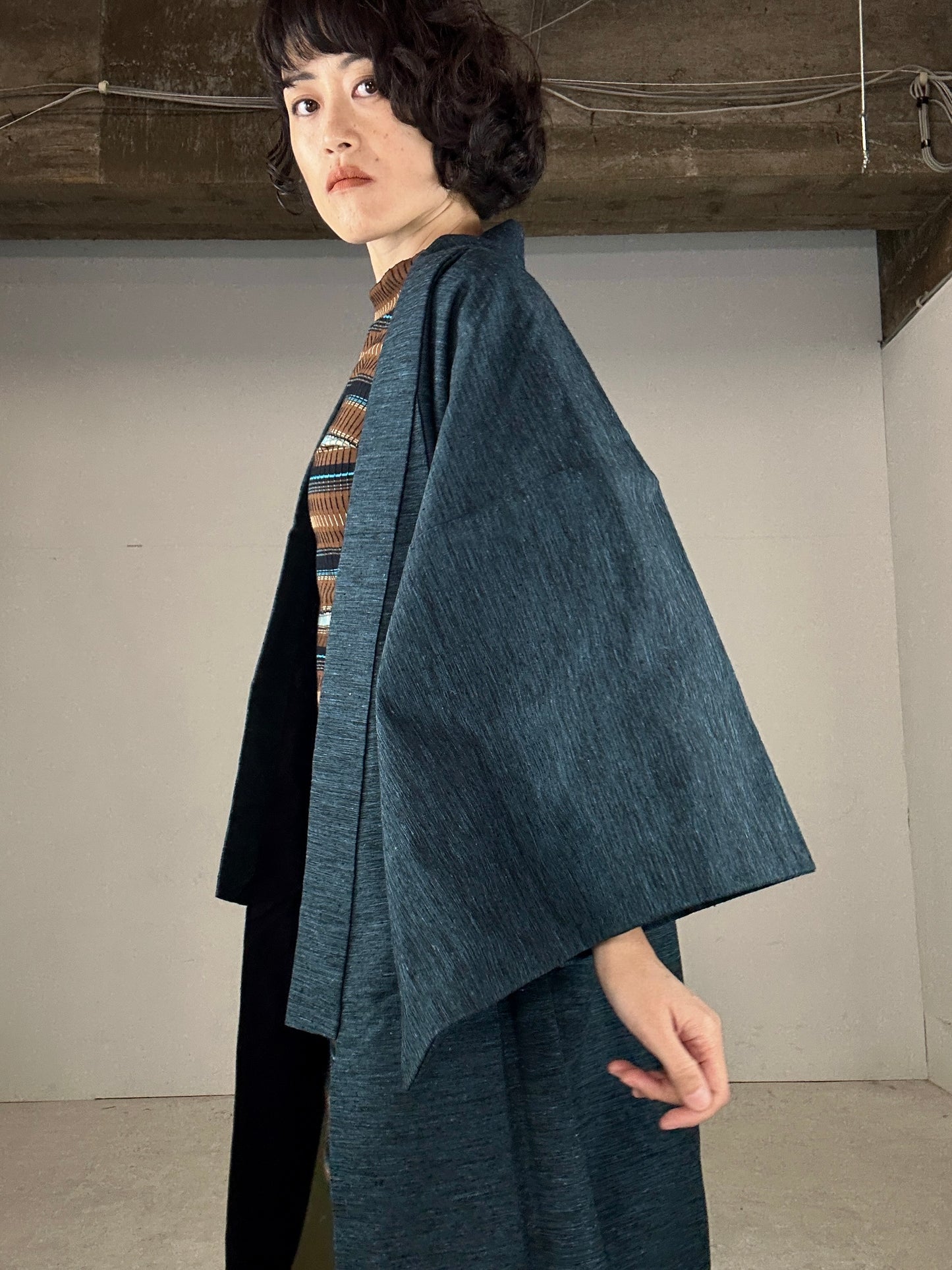 VINTAGE TSUMUGI KIMONO "blue"