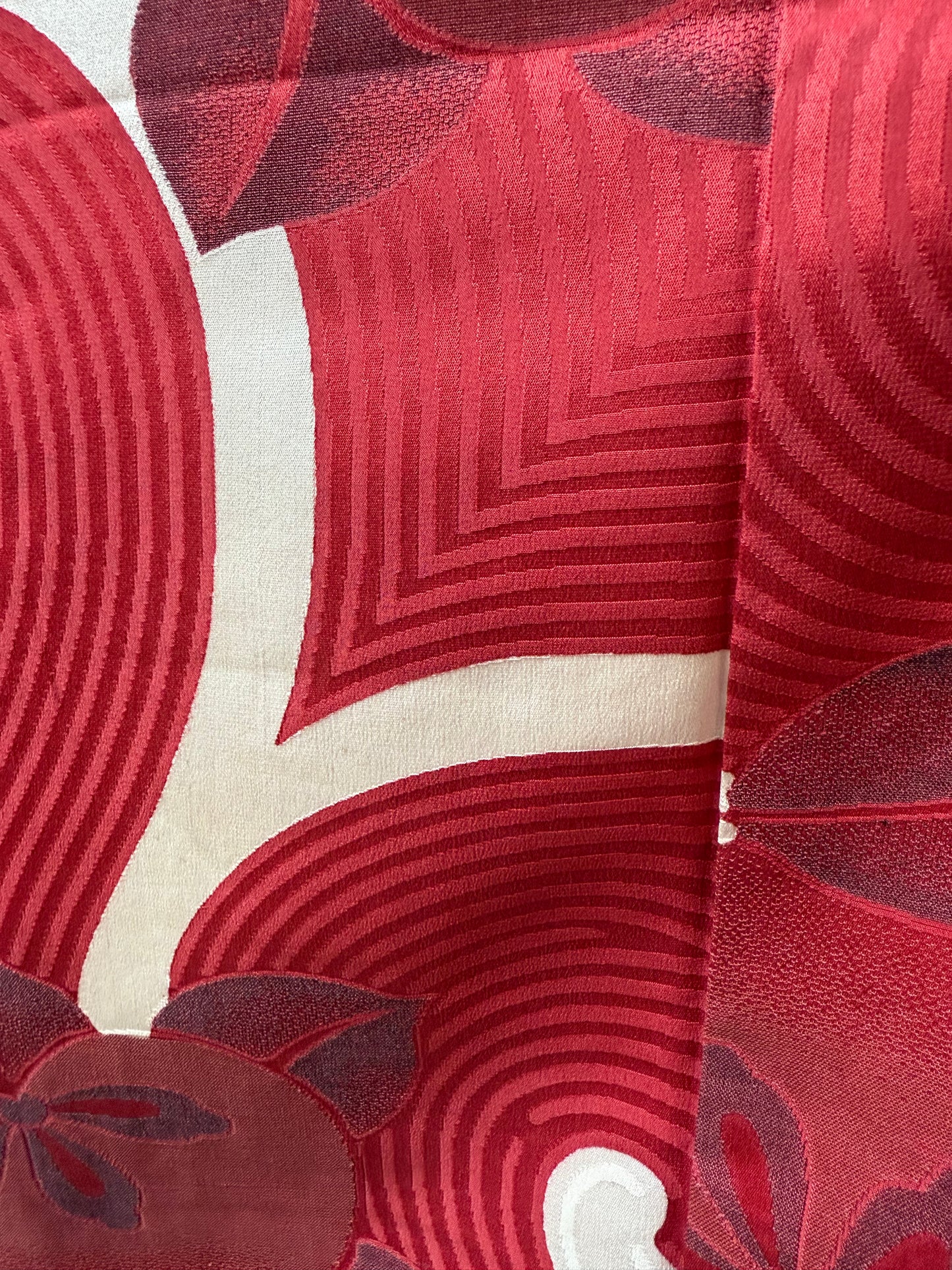 Kimono dress gown and string belt upcycled from Japanese kimono "karakusa, antique" Big Ribbon *damage