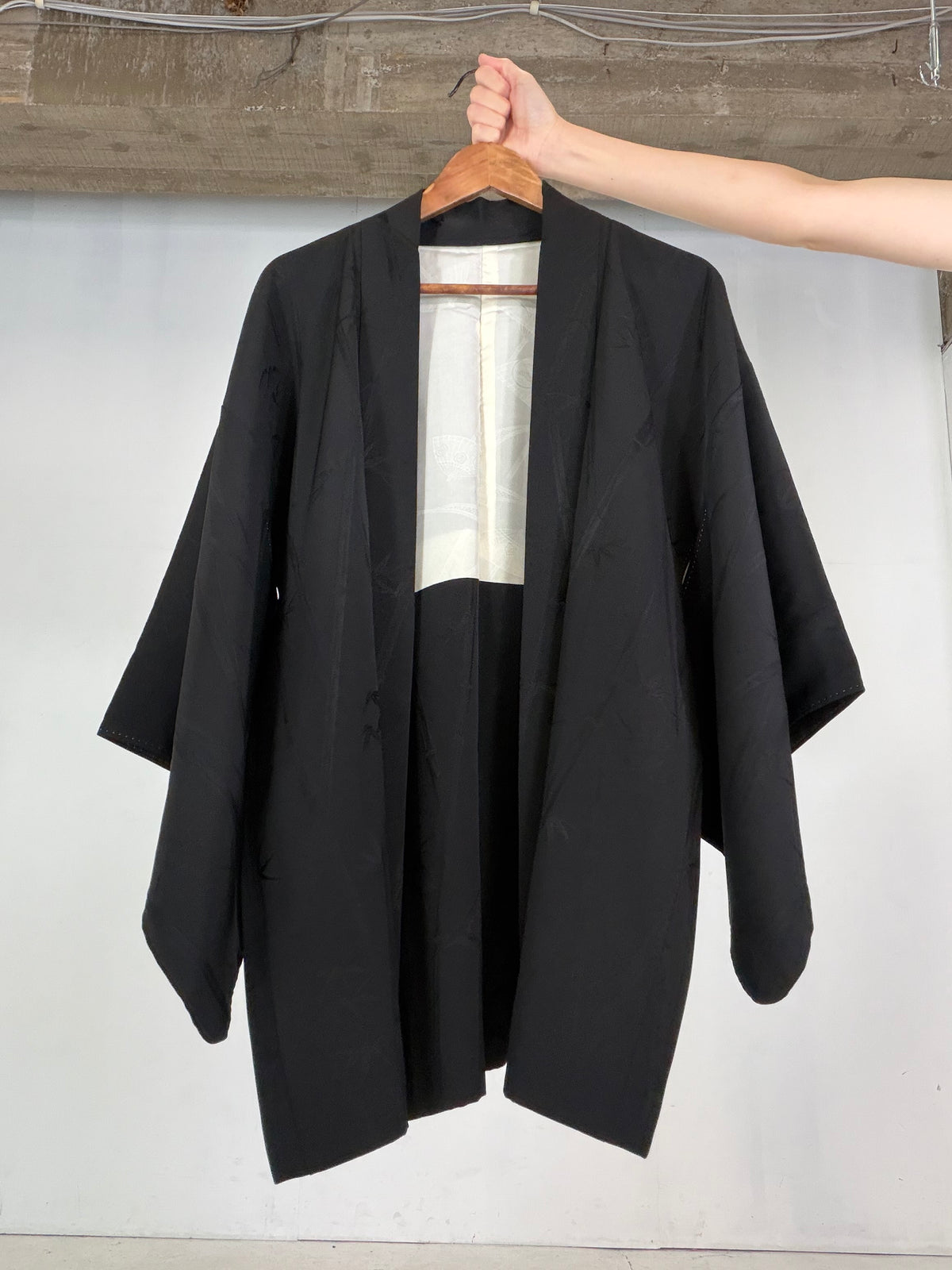 VINTAGE BLACK HAORI  "bamboo - BLK212"