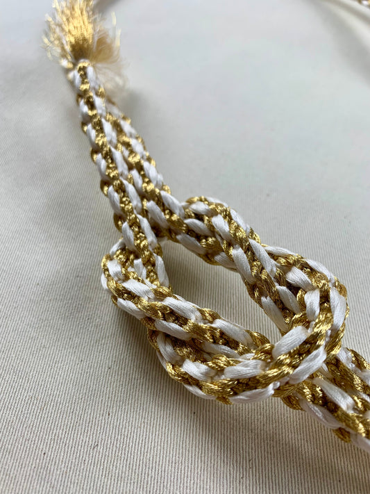 KIMONO OBI Belt Tie Vintage Silk Kimono Cord OBIJIME ”gold,white”