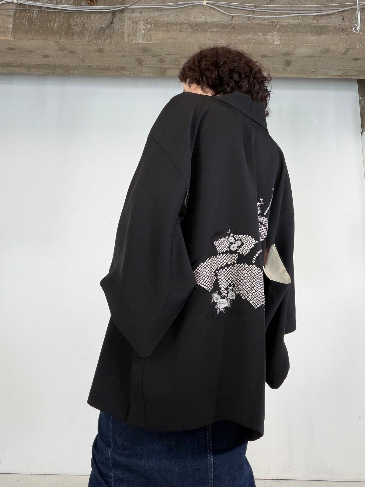 VINTAGE BLACK HAORI  "BLK204" *damage