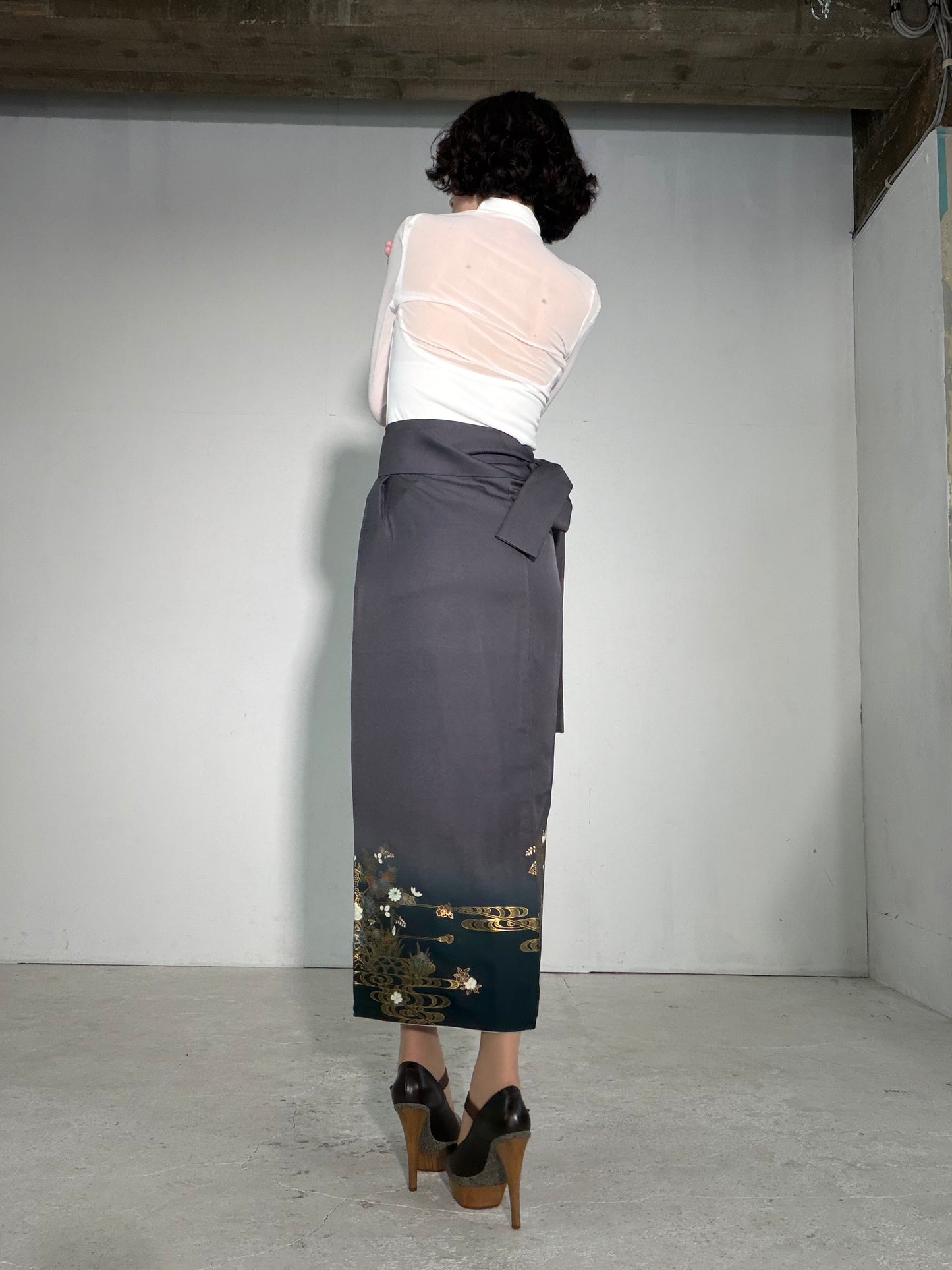 IROTOME SKIRT UPCYCLED FROM JAPANESE KIMONO "IRO137"