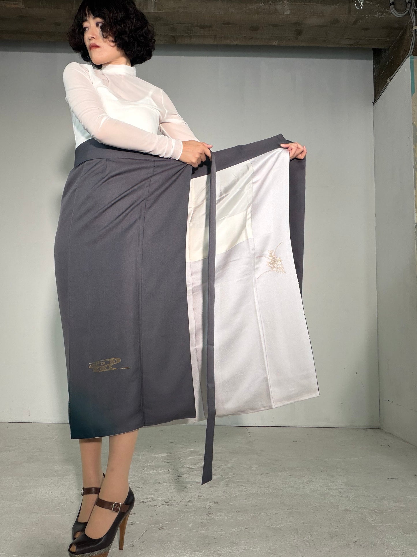 IROTOME SKIRT UPCYCLED FROM JAPANESE KIMONO "IRO137"