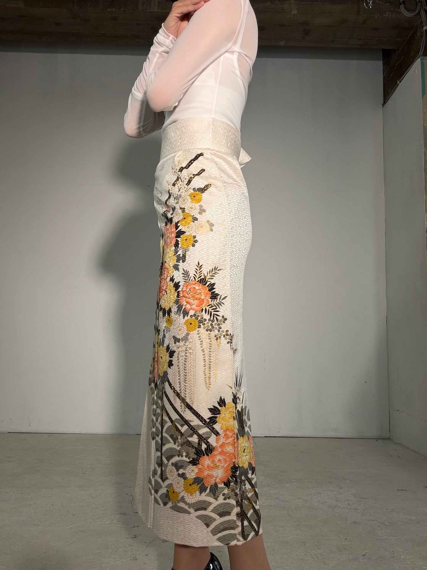IROTOME SKIRT UPCYCLED FROM JAPANESE KIMONO "IRO136"