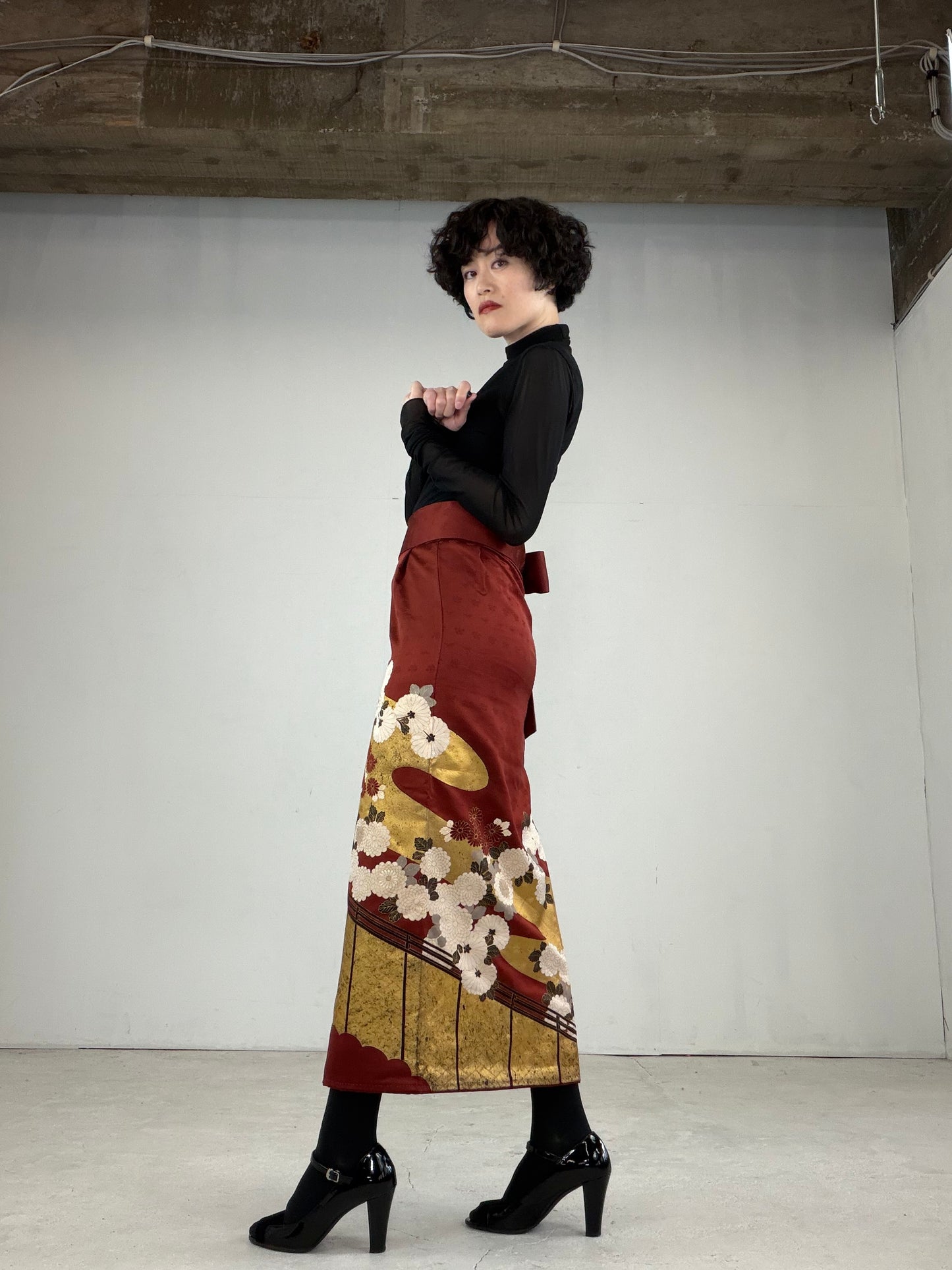 IROTOME SKIRT UPCYCLED FROM JAPANESE KIMONO "IRO118"