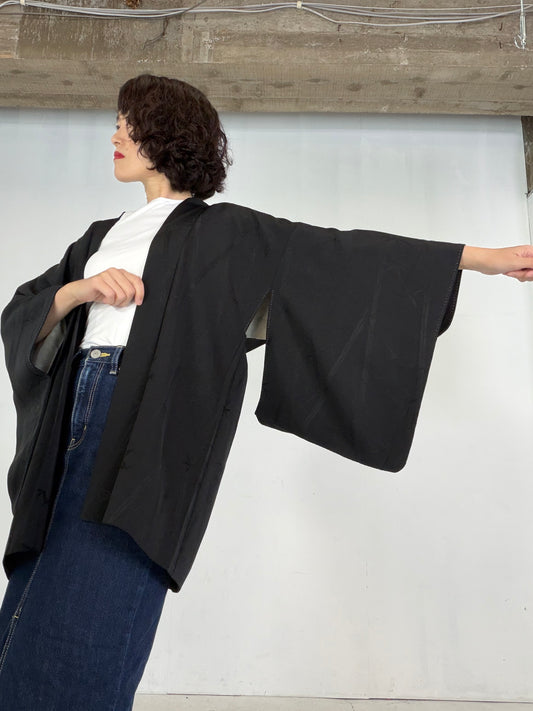 VINTAGE BLACK HAORI  "bamboo - BLK212"