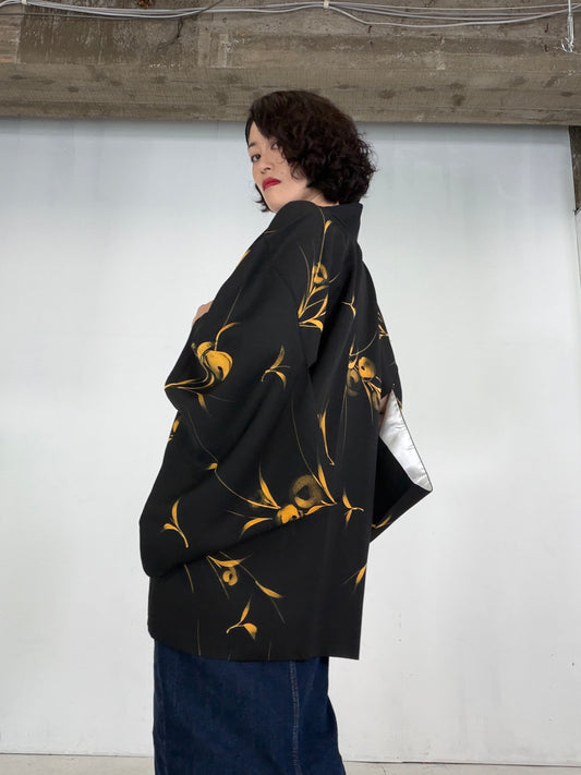 VINTAGE BLACK HAORI  "BLK203" *damage