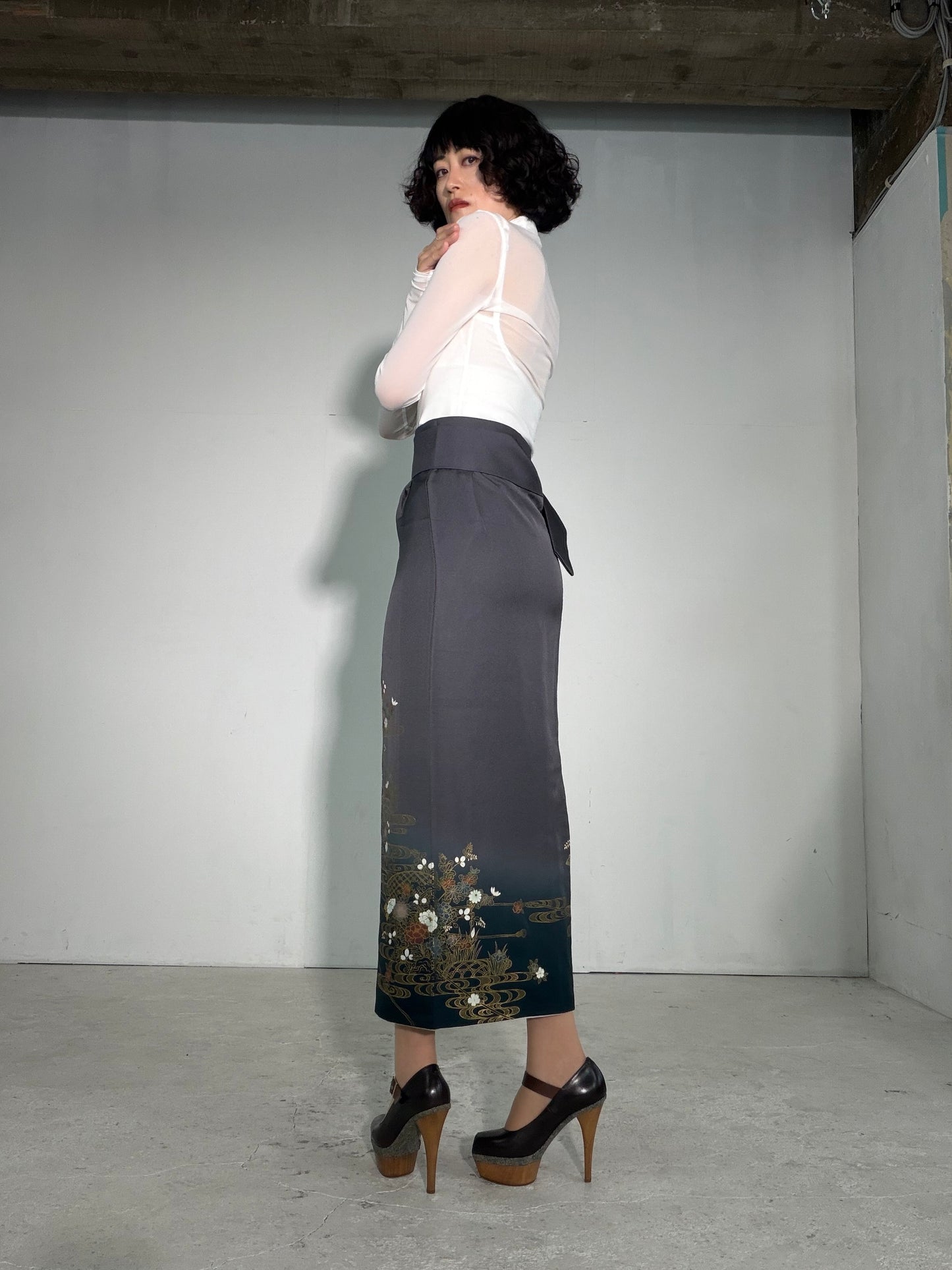 IROTOME SKIRT UPCYCLED FROM JAPANESE KIMONO "IRO137"