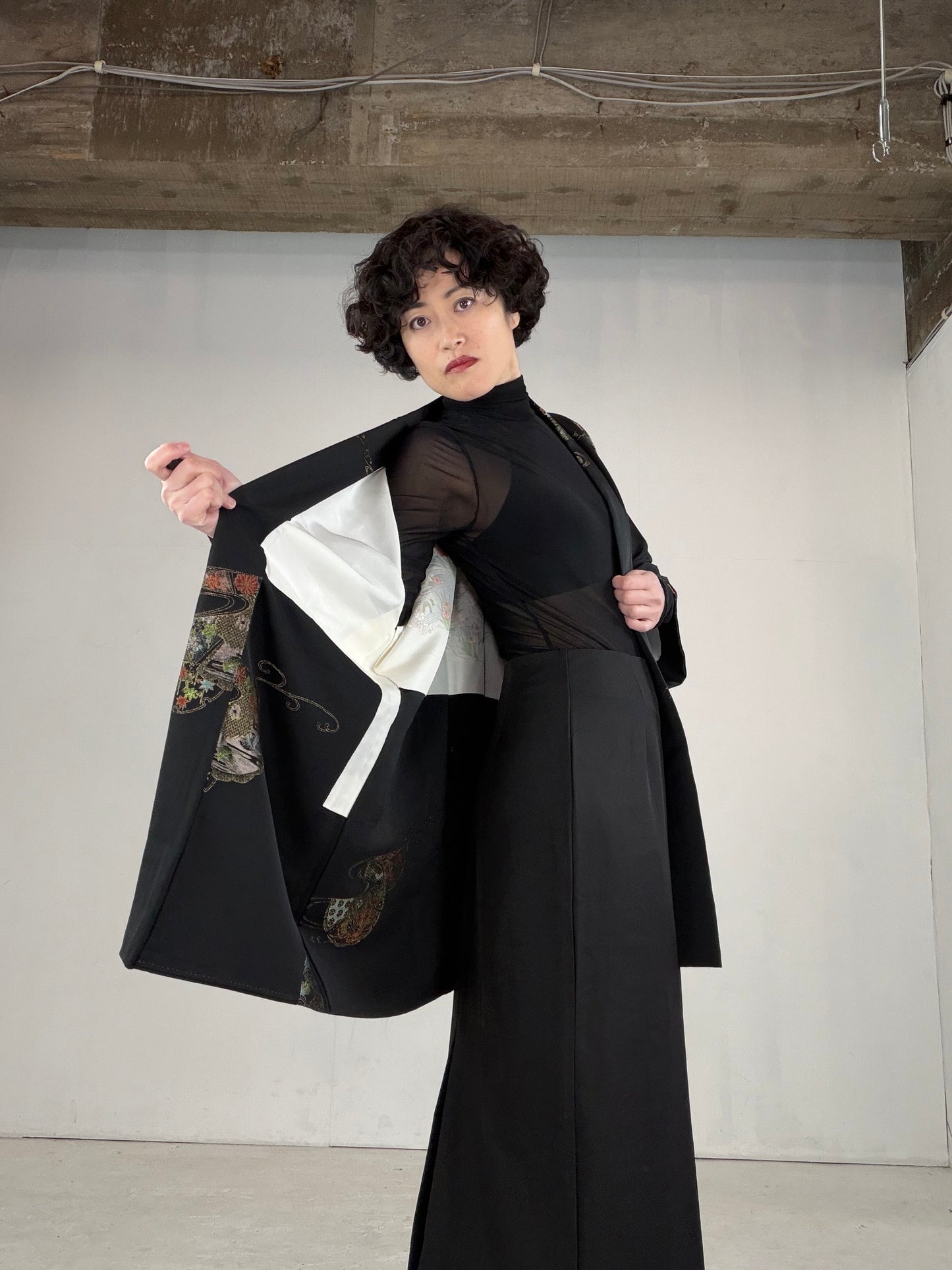 VINTAGE BLACK HAORI  "BLK151"