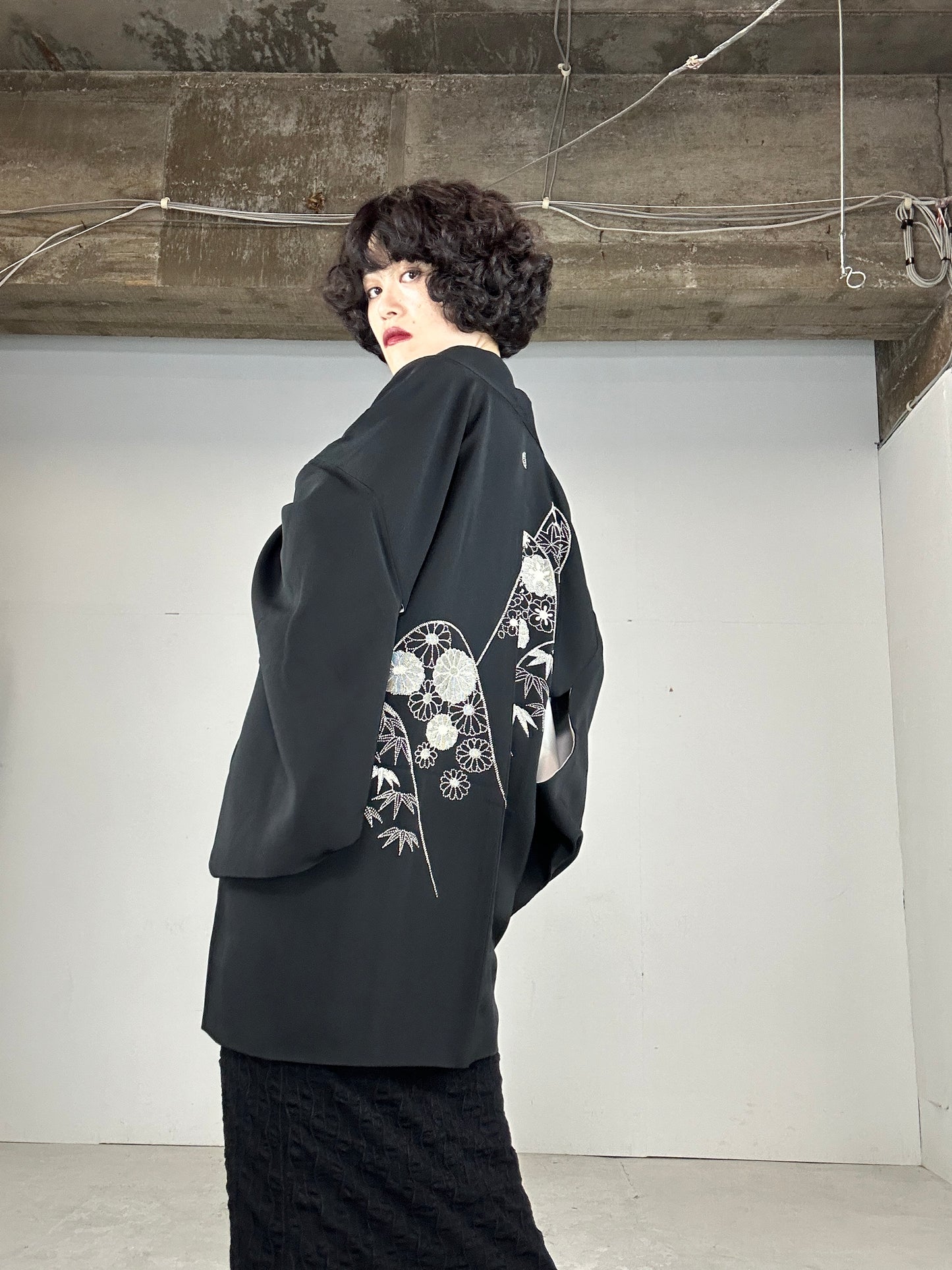 VINTAGE BLACK HAORI "machi dashi"