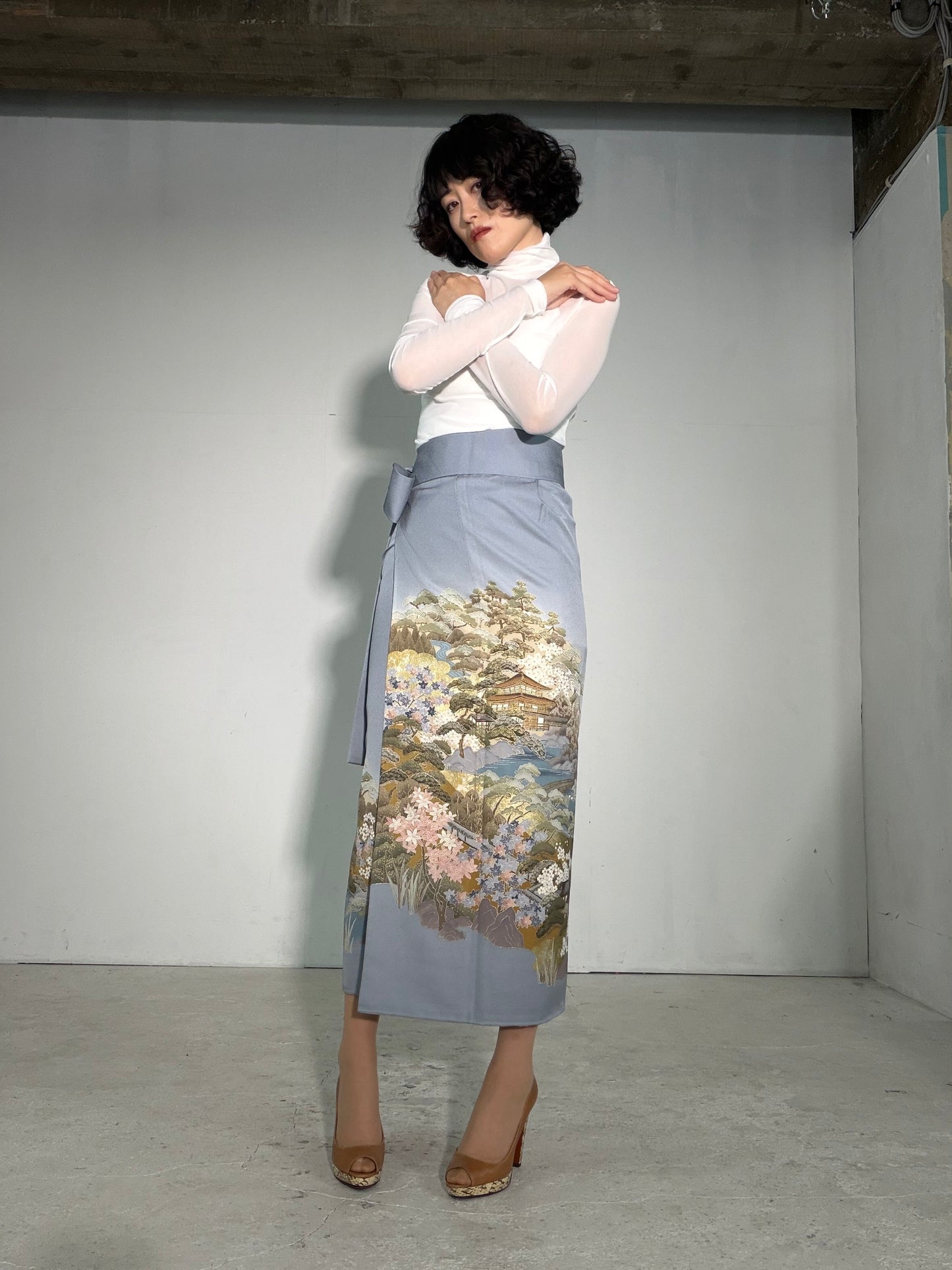 IROTOME SKIRT UPCYCLED FROM JAPANESE KIMONO "IRO139"