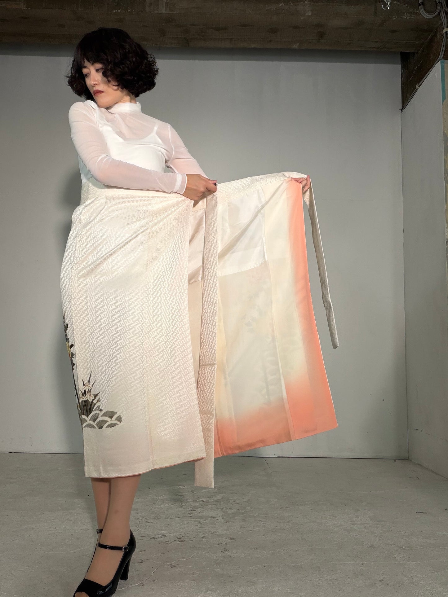 IROTOME SKIRT UPCYCLED FROM JAPANESE KIMONO "IRO136"