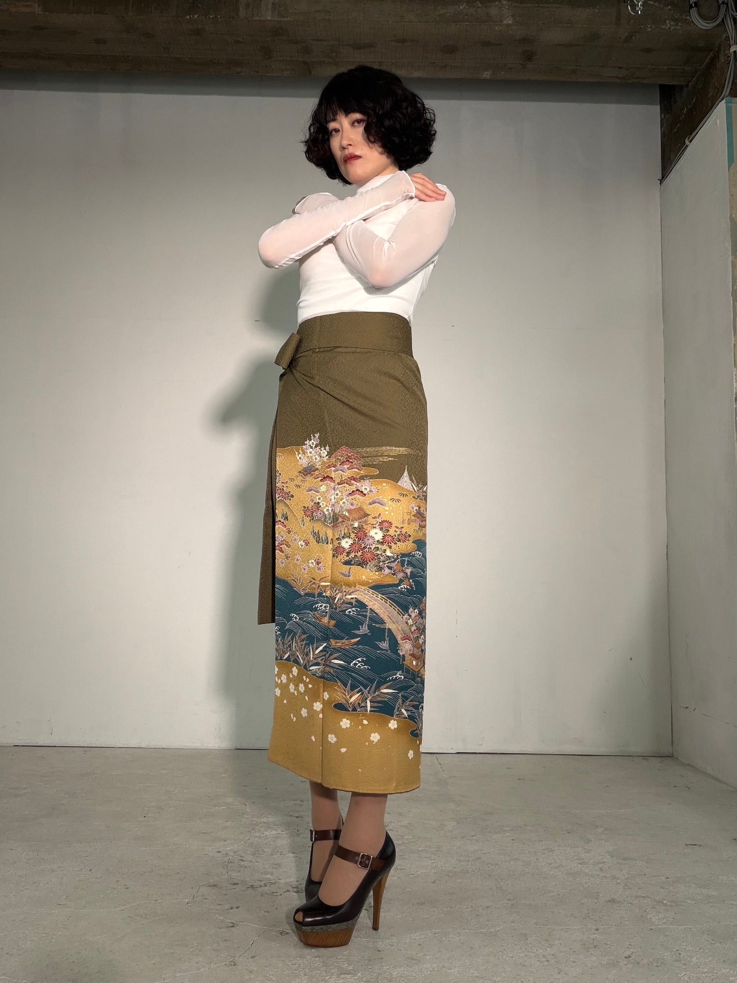 IROTOME SKIRT UPCYCLED FROM JAPANESE KIMONO "IRO138"