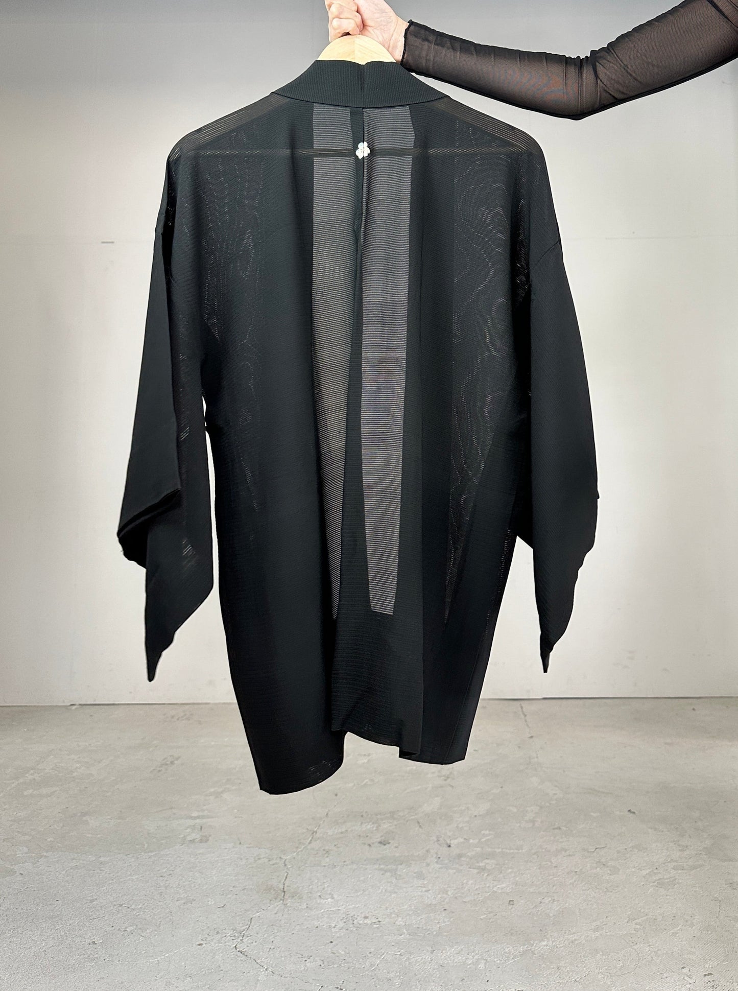 VINTAGE BLACK HAORI SHEER “ro_hana_mon"