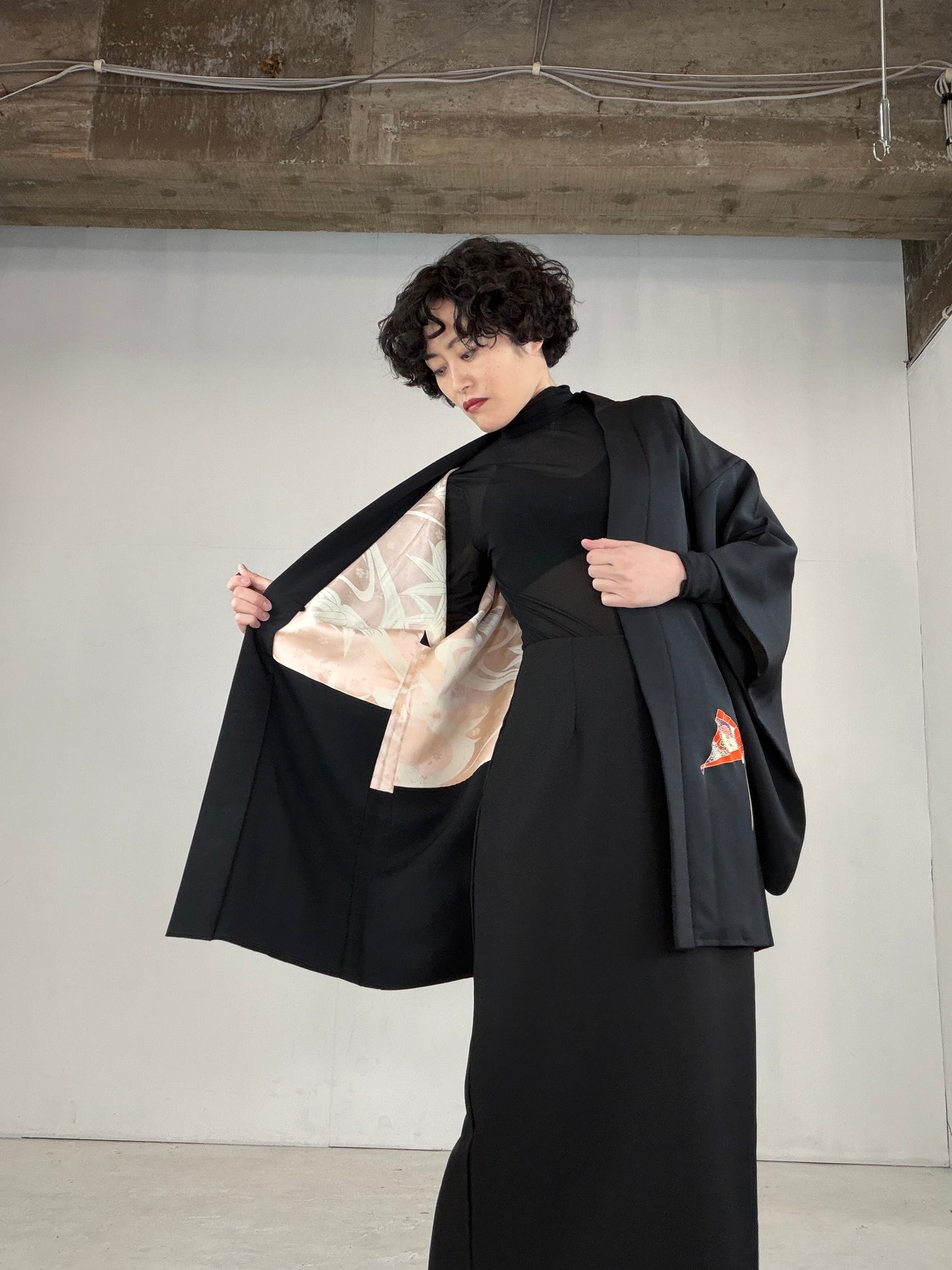 VINTAGE BLACK HAORI  "BLK153"