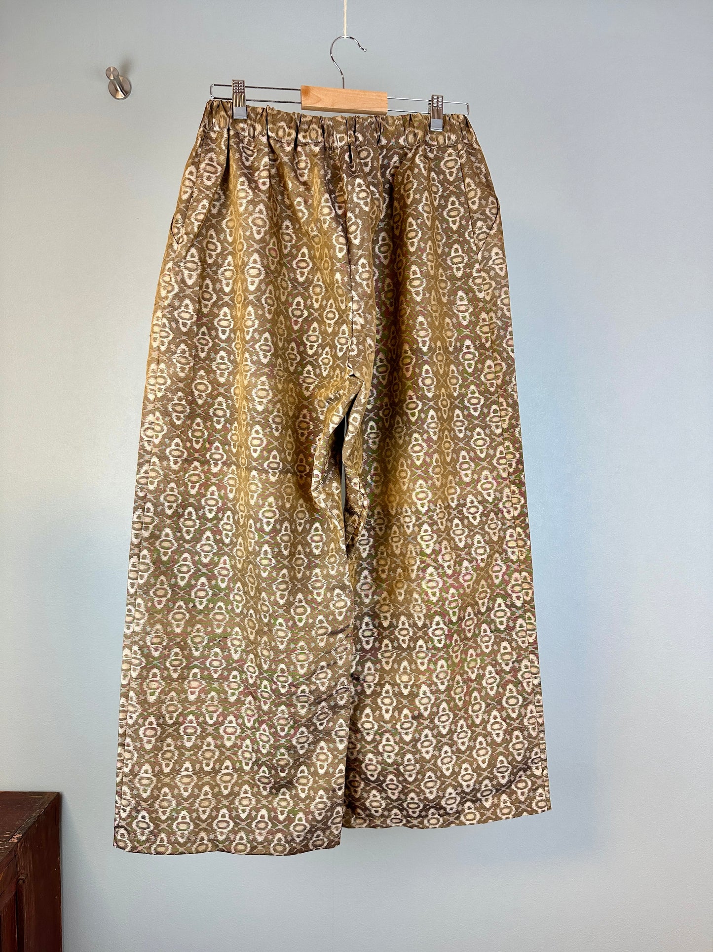 07gold Tsumugi HAORI and KIMONO elastic waist pants upcycled from Japanese kimono(Unisex)