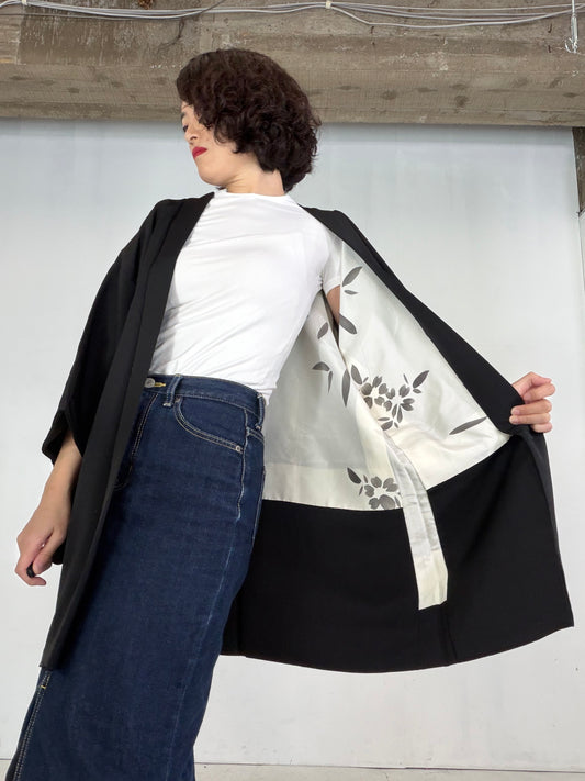 VINTAGE BLACK HAORI  "BLK204" *damage