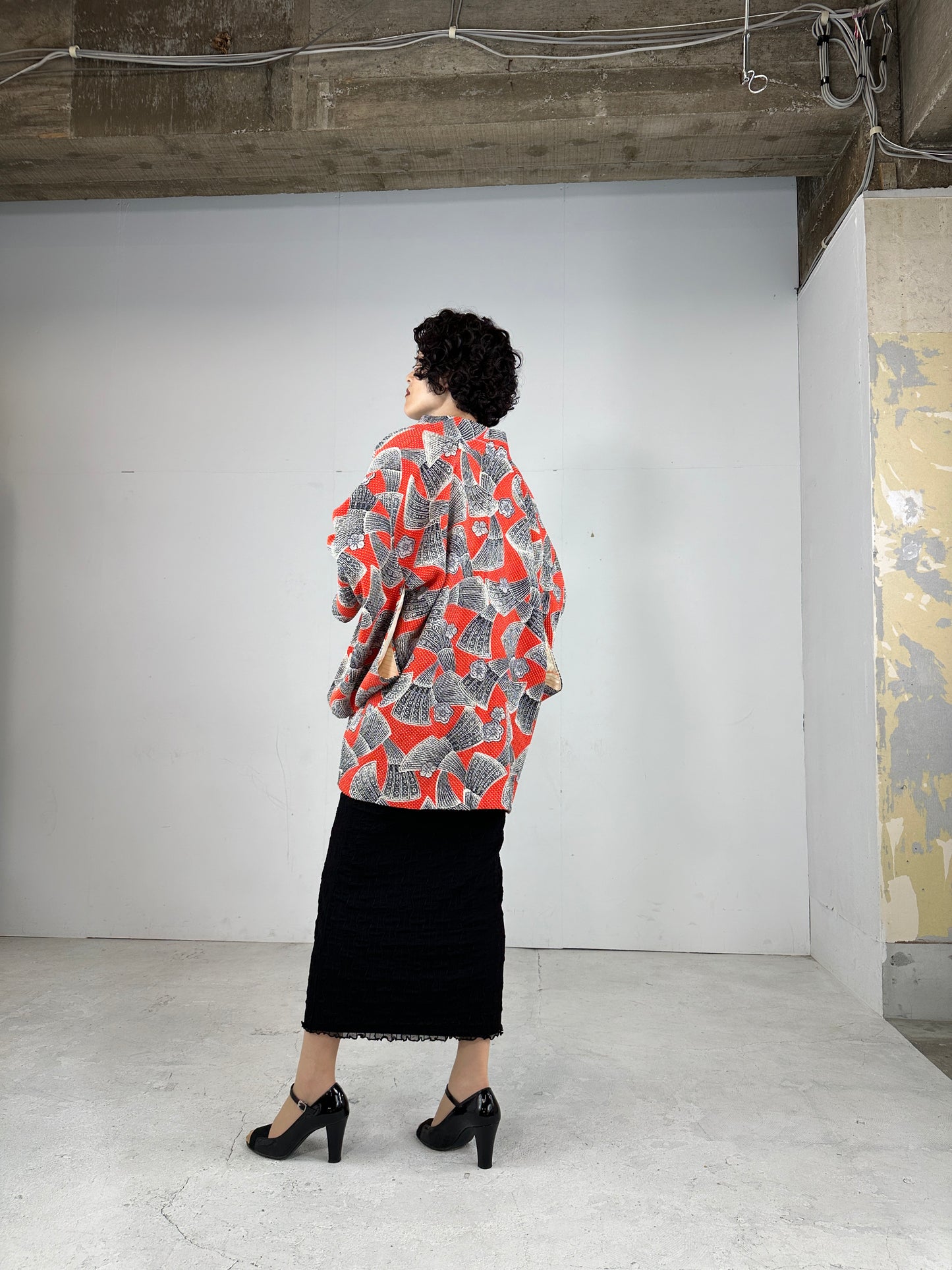 VINTAGE SHIBORI HAORI fujimusume ougi