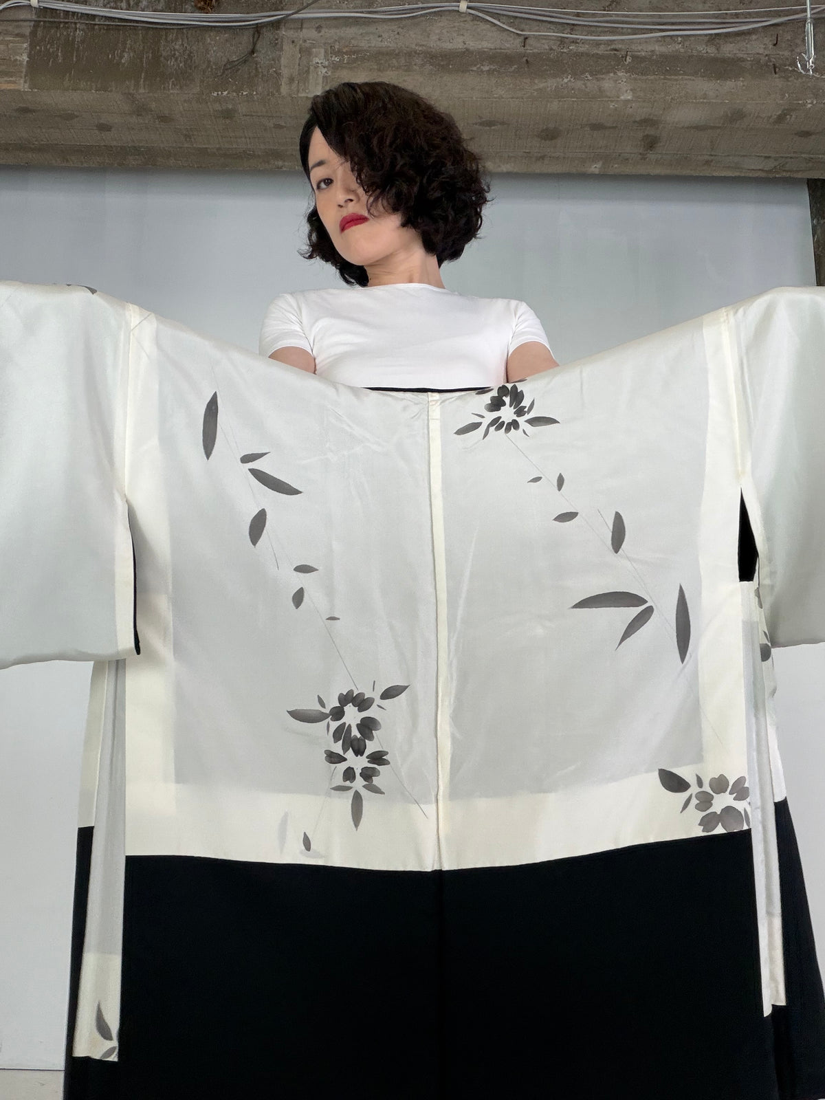 VINTAGE BLACK HAORI  "BLK204" *damage