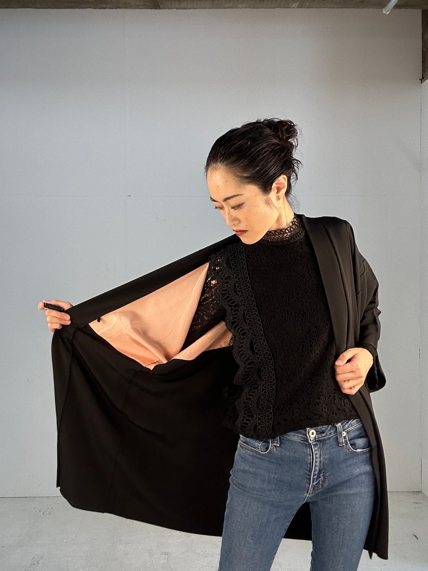 BLACK HAORI "beautiful antique oogara”