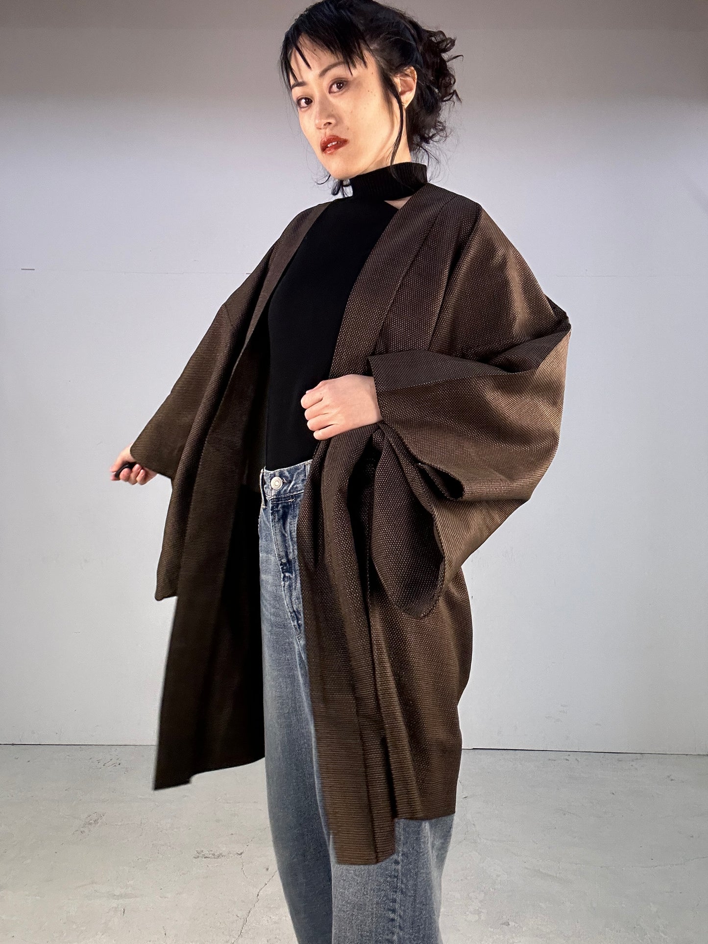 KAWAII HAORI oversized  "Oshima tsumugi yokogasuri"