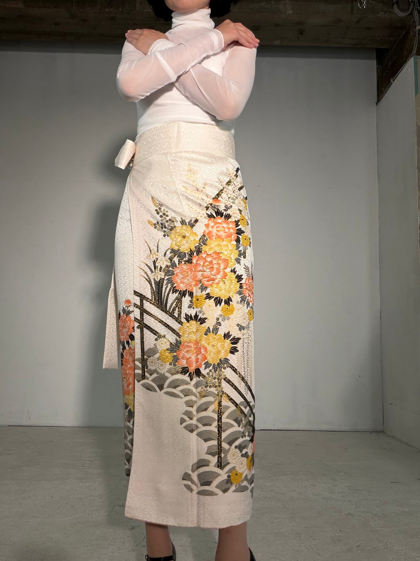 IROTOME SKIRT UPCYCLED FROM JAPANESE KIMONO "IRO136"