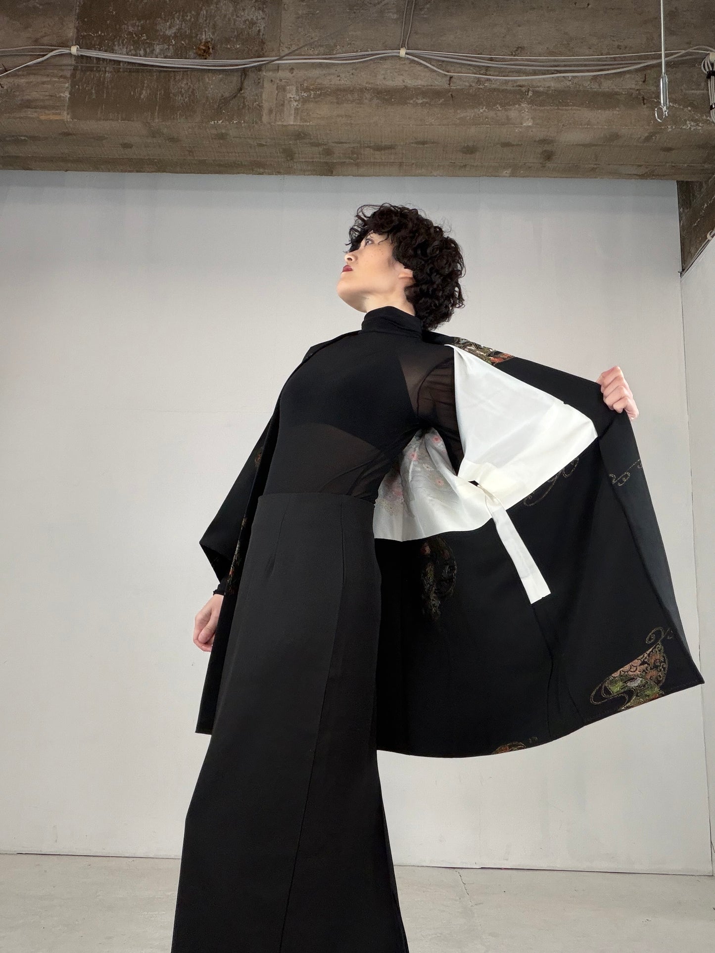 VINTAGE BLACK HAORI  "BLK151"